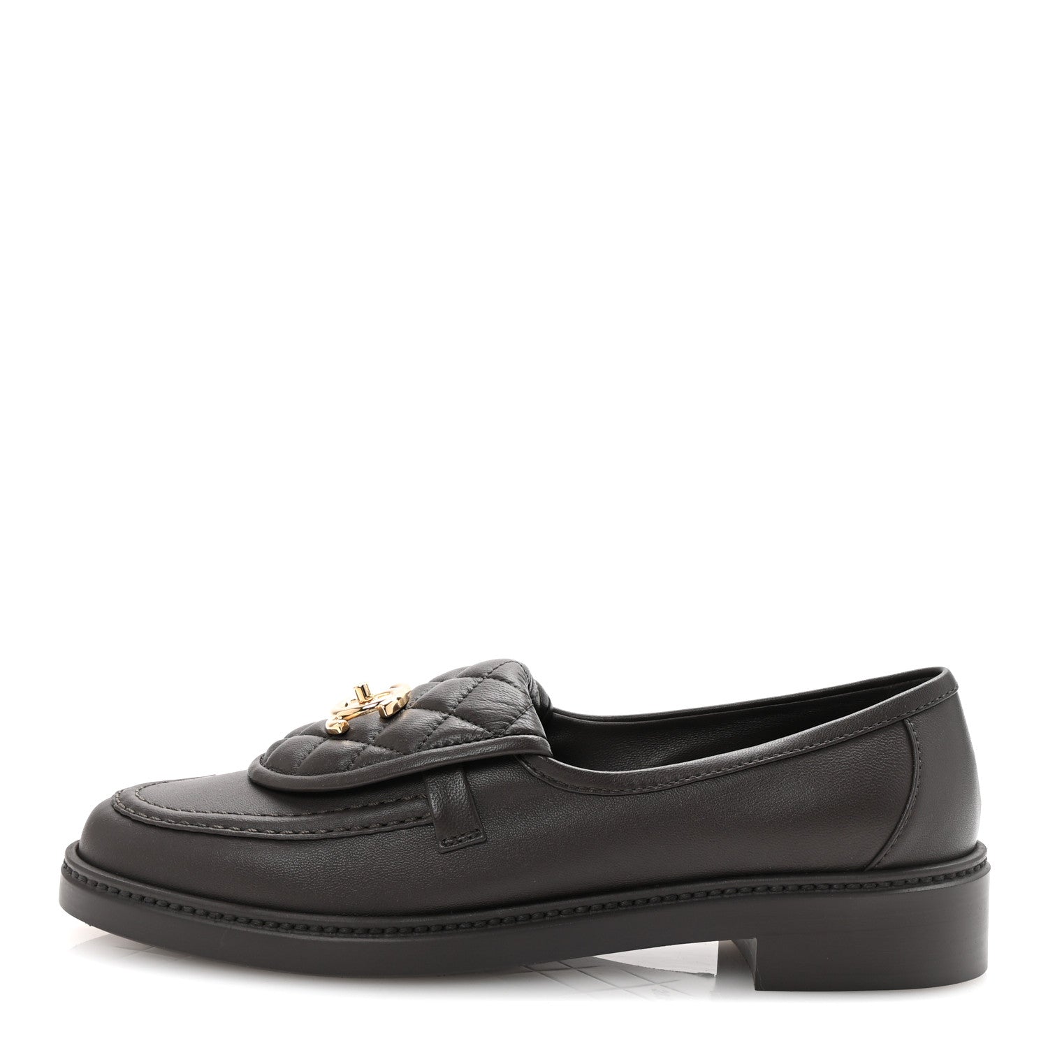 Chanel Lambskin Quilted CC Turnlock Loafers 38.5 Dark Brown