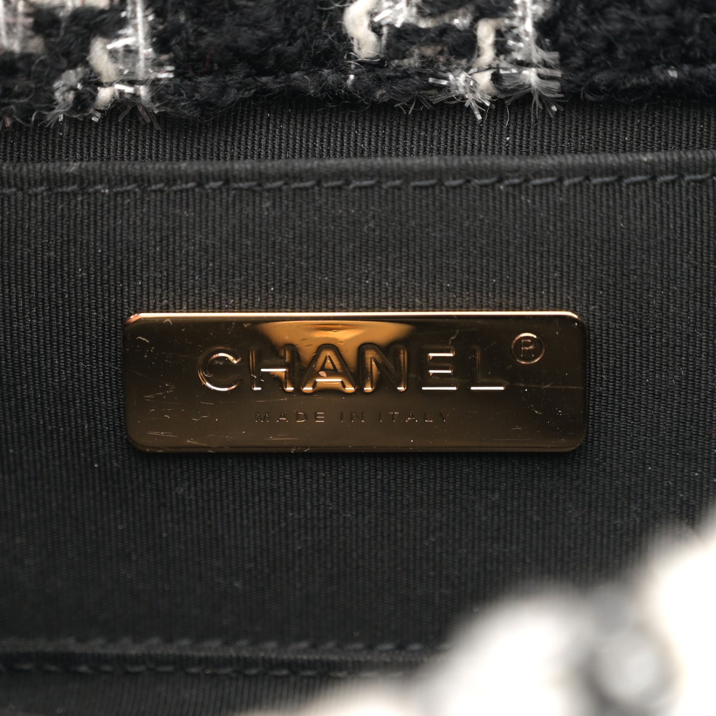 Tweed Quilted Chanel 19 Waist Bag Black Ecru White