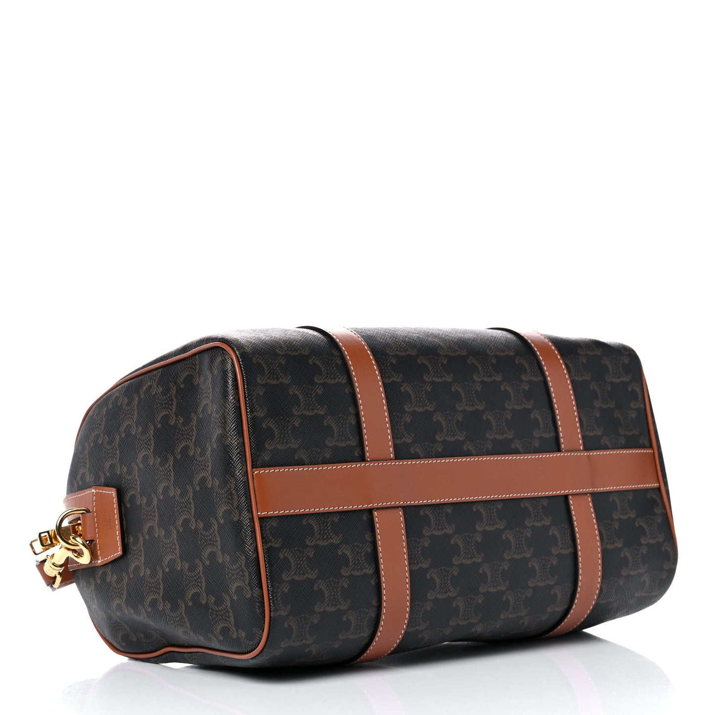 Triomphe Canvas Calfskin Boston Bag Tan