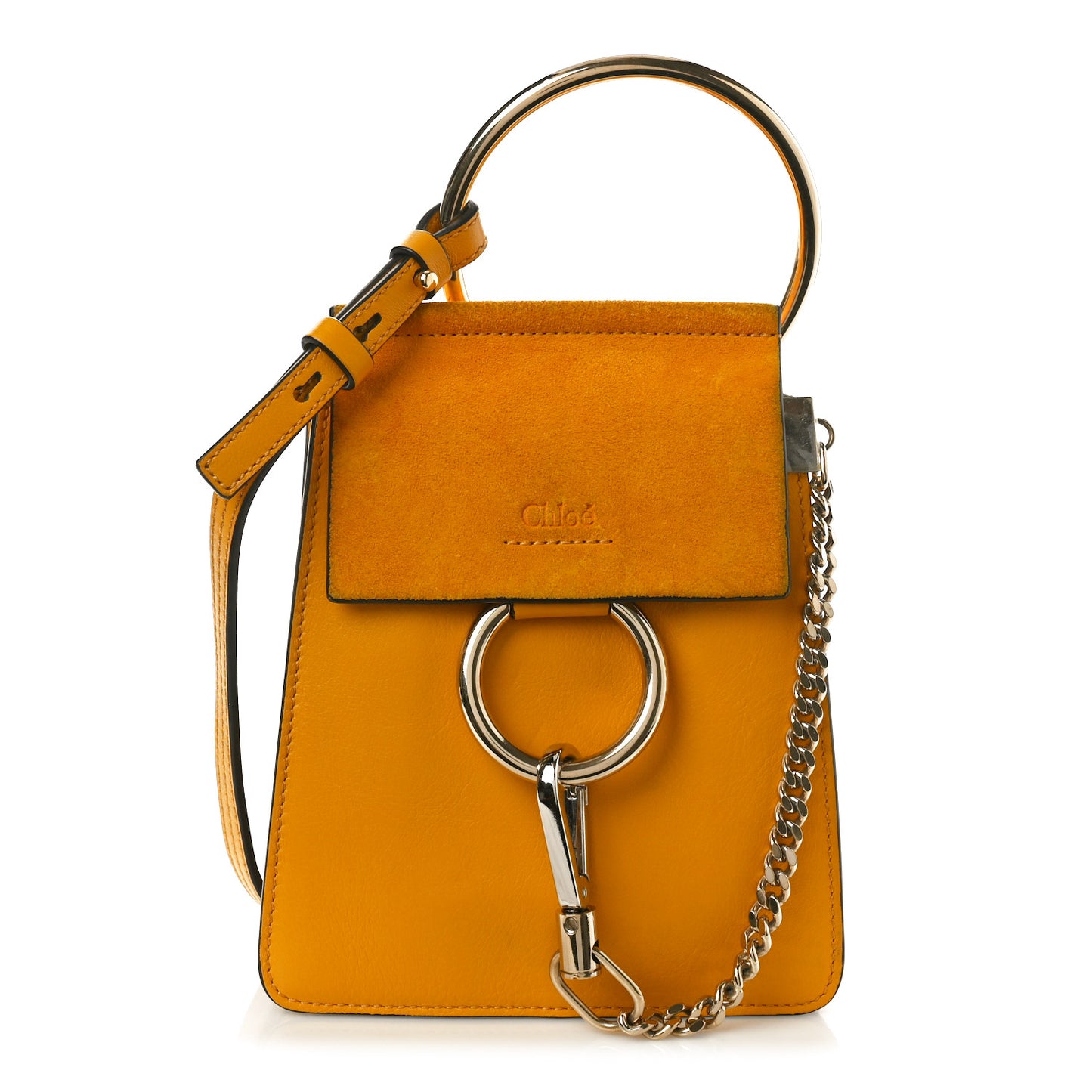 Suede Calfskin Mini Faye Bracelet Bag Sunflower