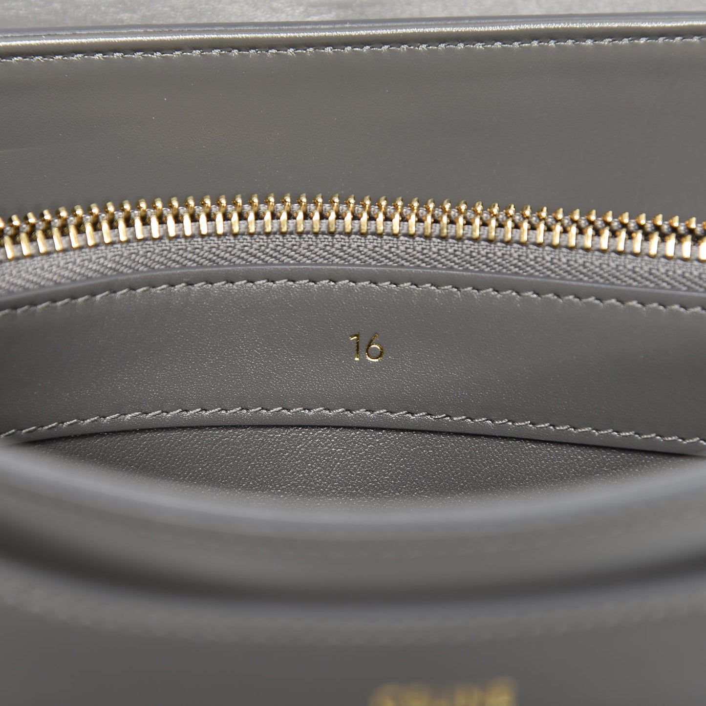Satinated Calfskin Small 16 Top Handle Bag Gray
