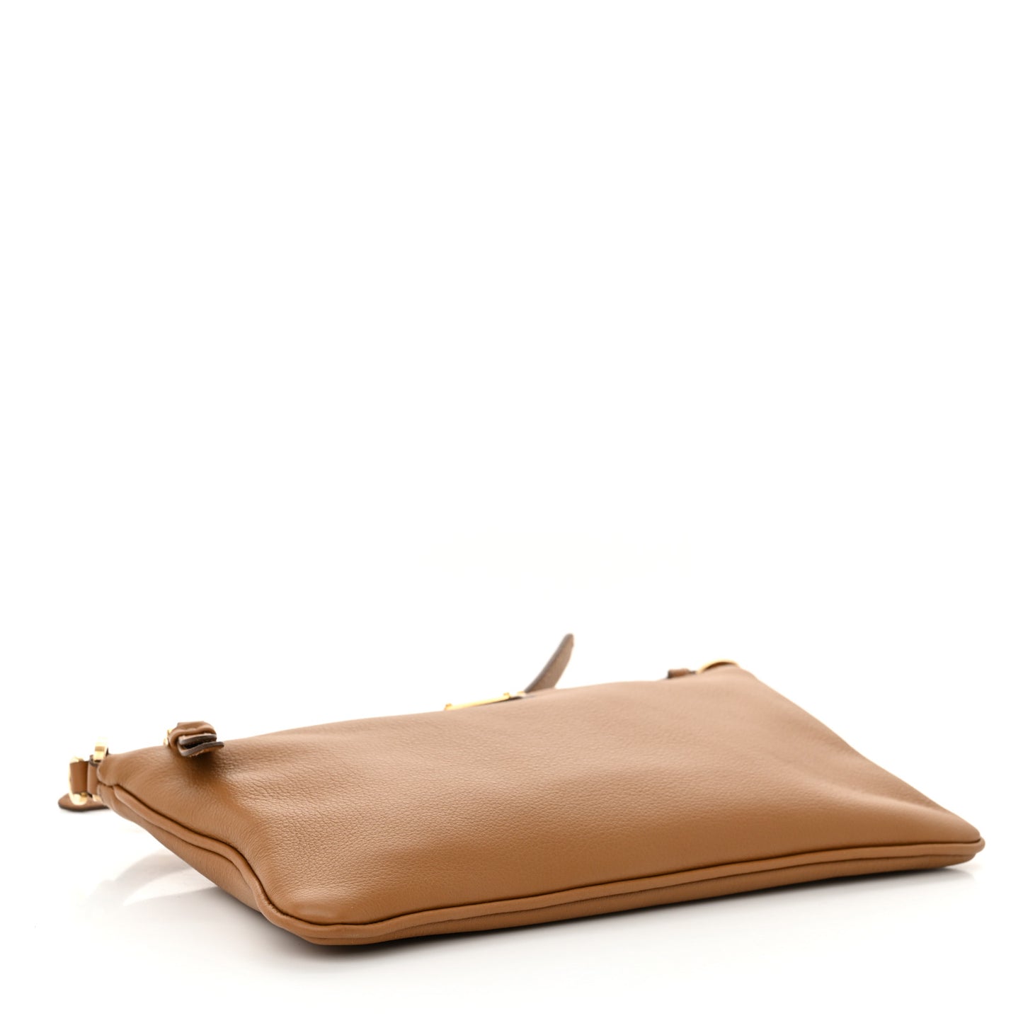 Soft Calfskin Zippered Shoulder Bag Caramel