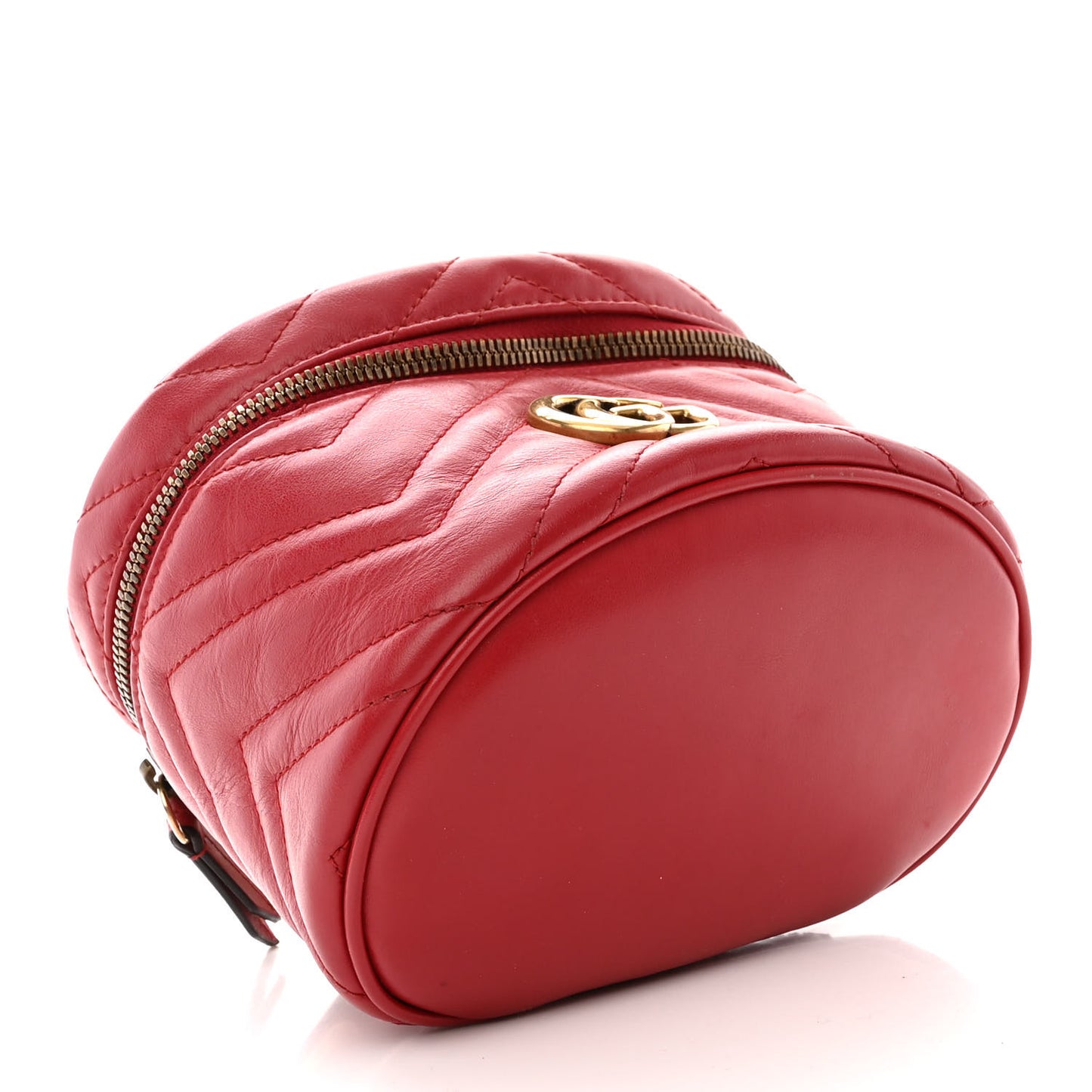Calfskin Matelasse Mini GG Marmont Round Backpack Hibiscus Red