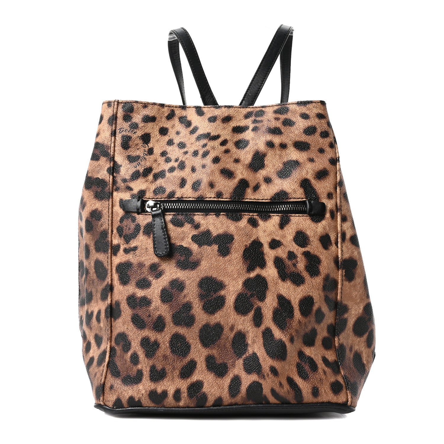 dolce and gabbana backpack with leather handles Dolce & Gabbana Dauphine Leopard Print Backpack Black 1778537 – FASHIONPHILE