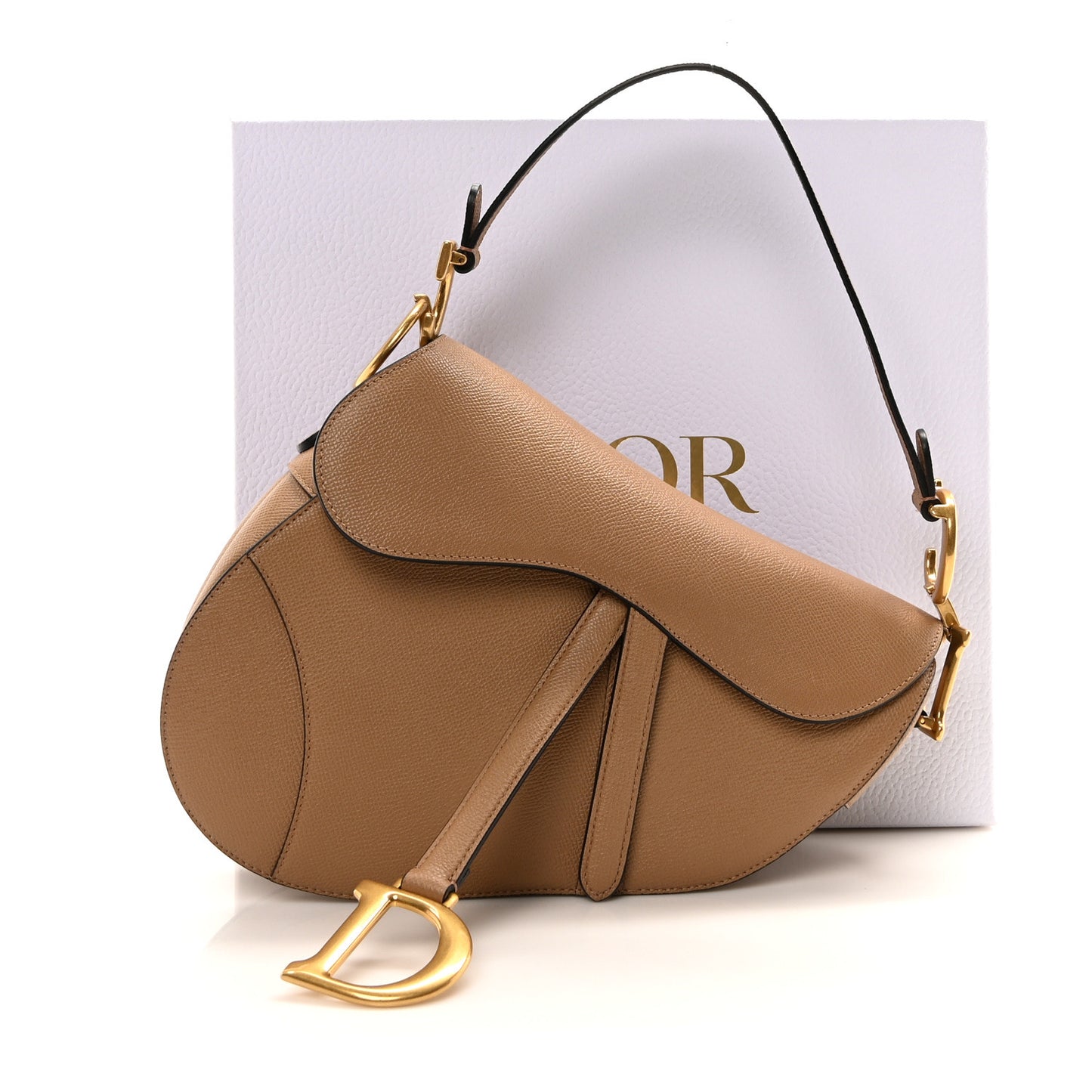 Grained Calfskin Saddle Bag Light Brown