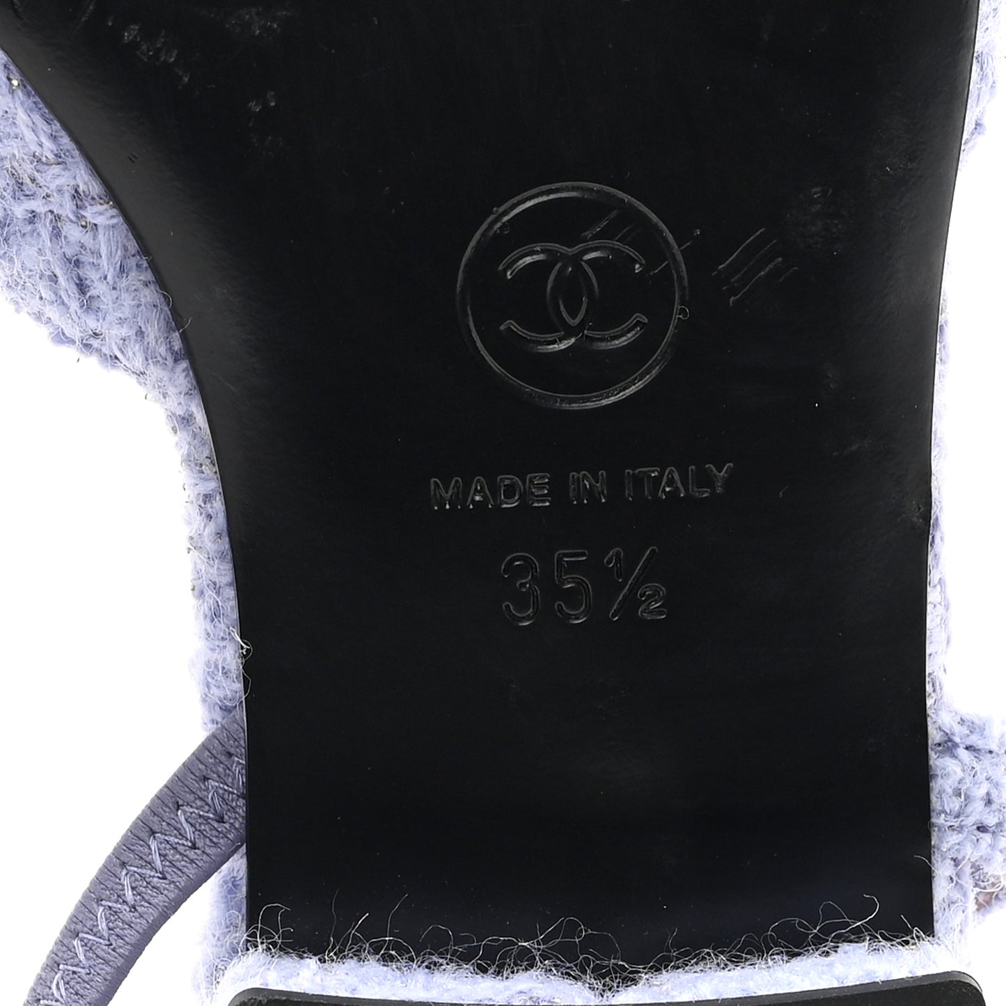 Tweed Cap Toe CC Slingback Flat 35.5 Lilac Black