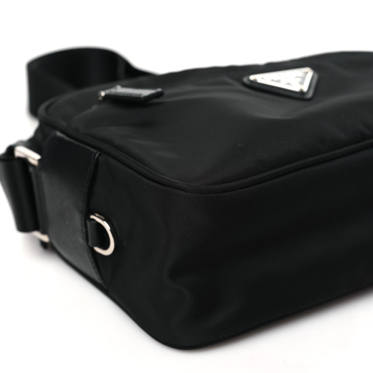 Tessuto Nylon Triangle Shoulder Bag Black