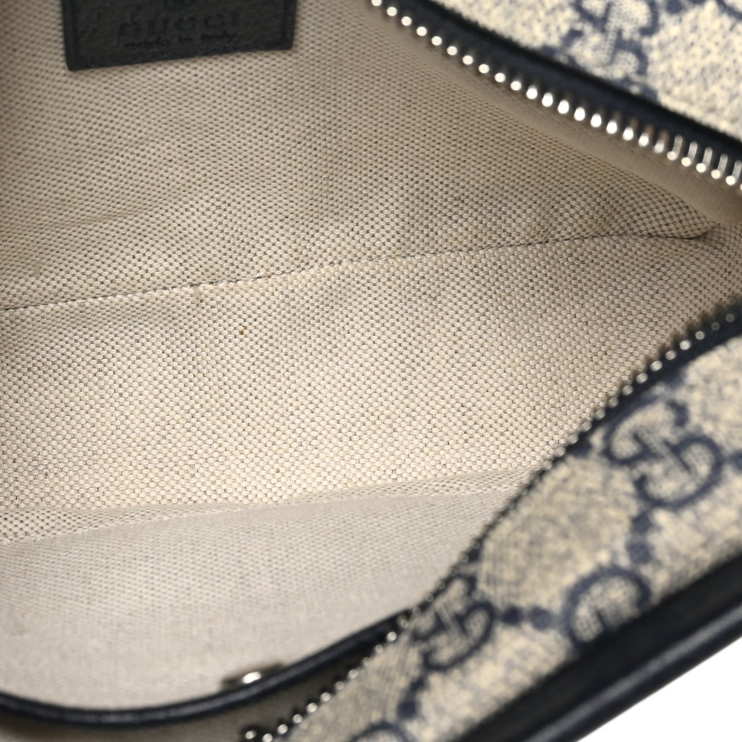 GG Supreme Monogram Textured Dollar Calfskin Mini Retro Interlocking G Shoulder Bag Beige Blue