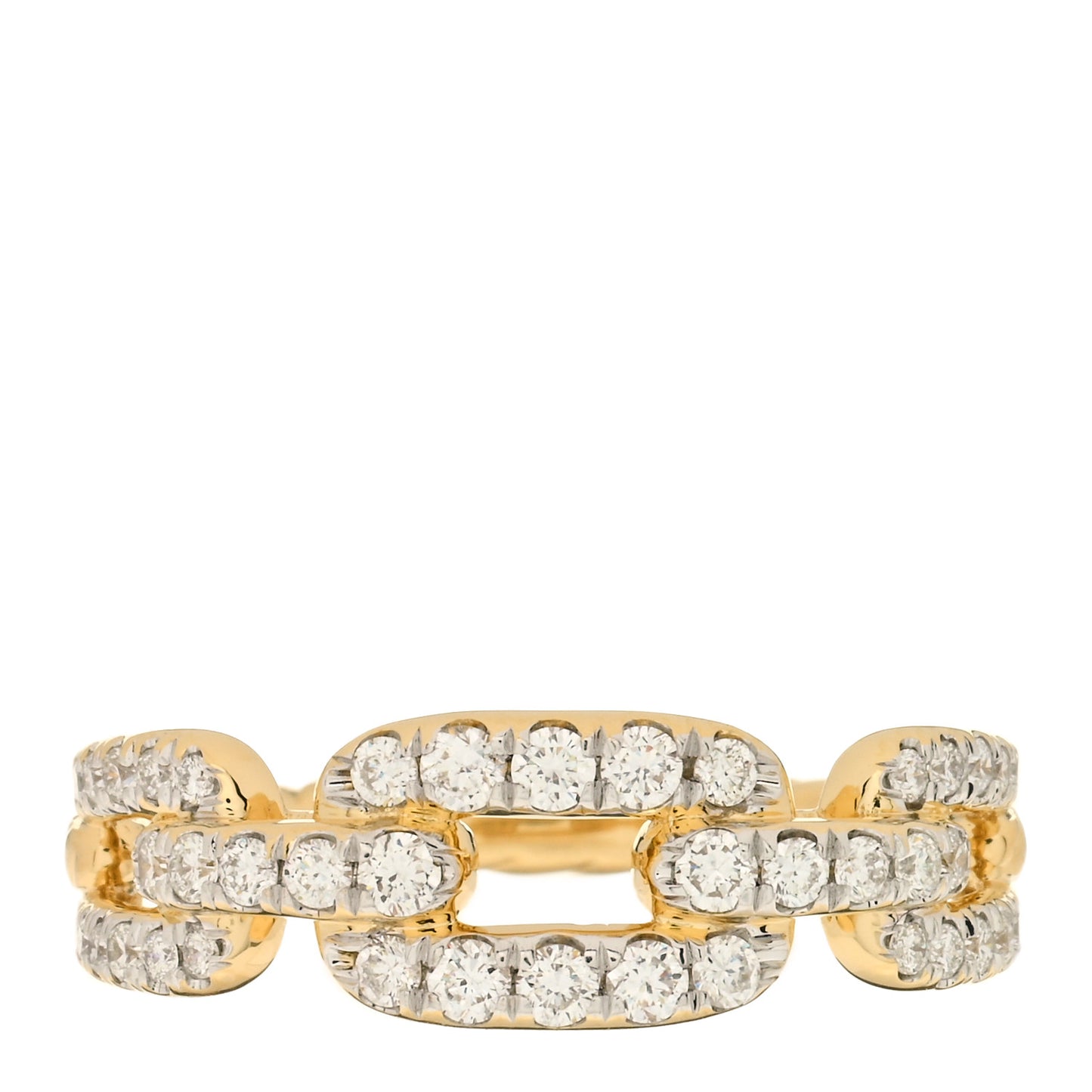 18K Yellow Gold Diamond 7mm Stax Single Row Chain Link Ring 54 7