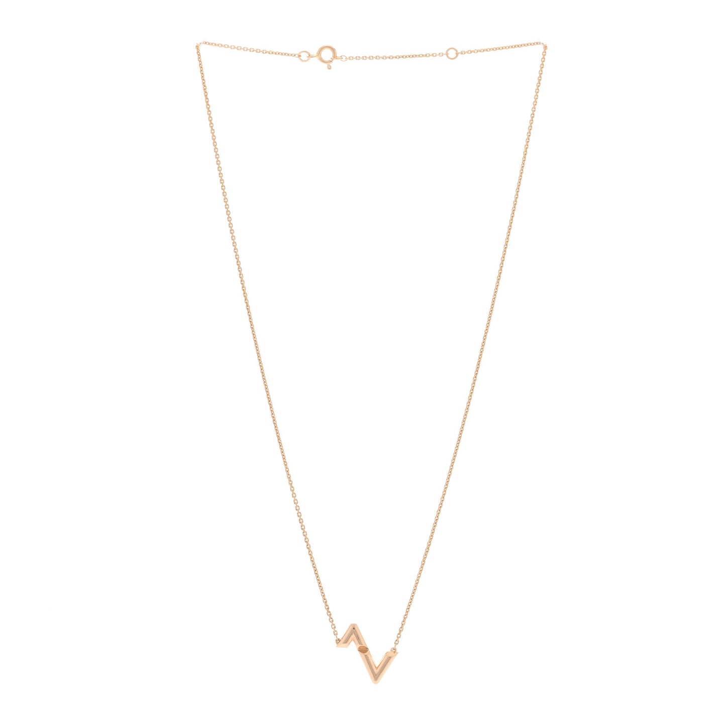 18K Pink Gold LV Volt Upside Down Pendant Necklace