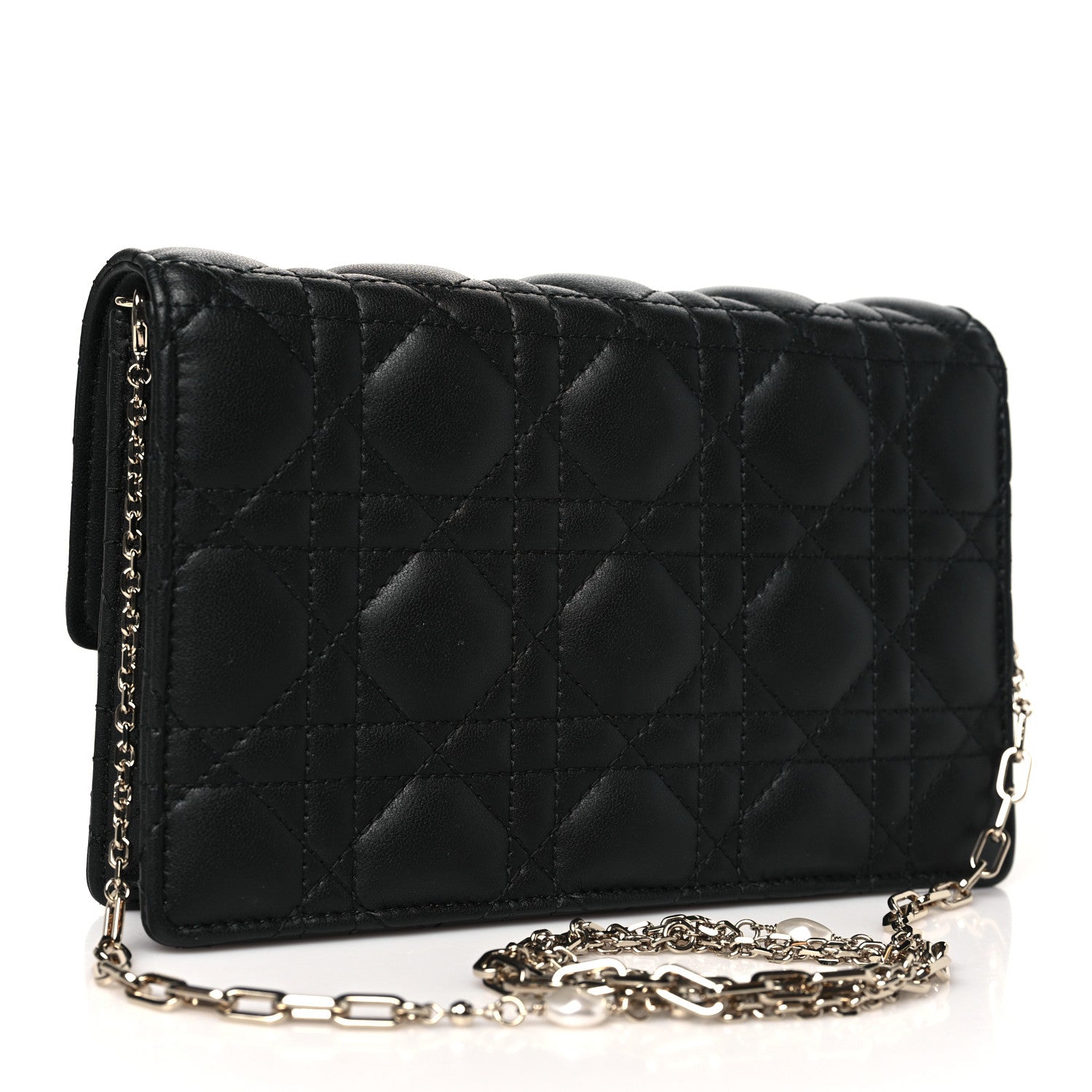 Christian Dior Lambskin Cannage Lady Dior Chain Pouch Black 3 of 10