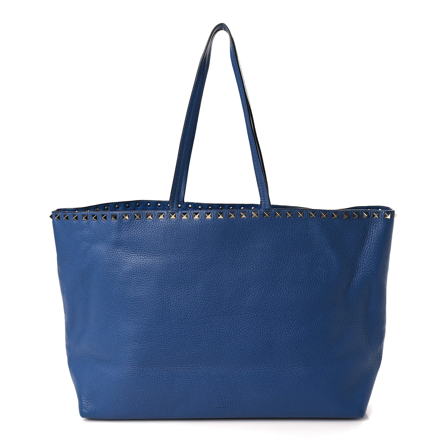 Grained Calfskin Rockstud Shoulder Tote Baltique