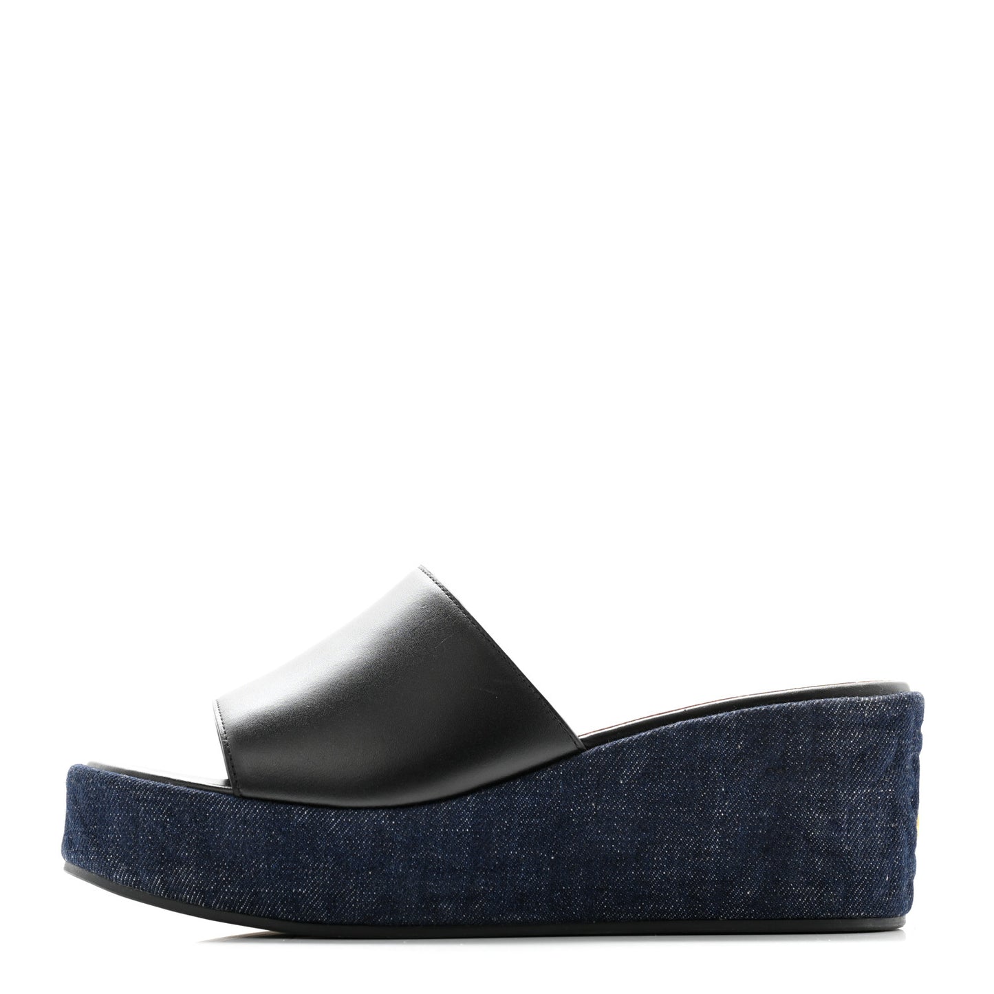 Denim Calfskin Graphic Cannage Attitude Dior Wedge Slide 37.5 Blue