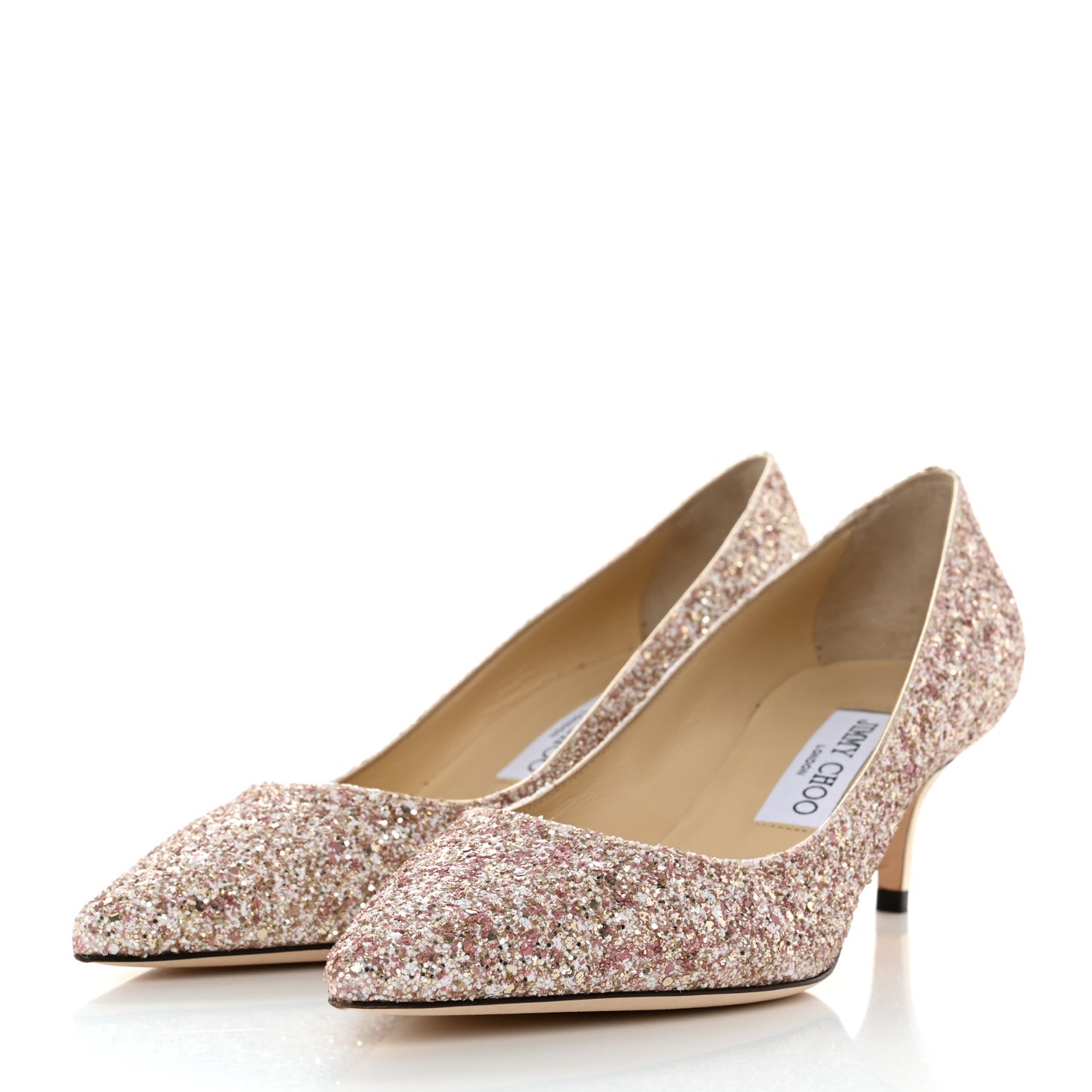Glitter Pointy Toe Pumps 38 Pink