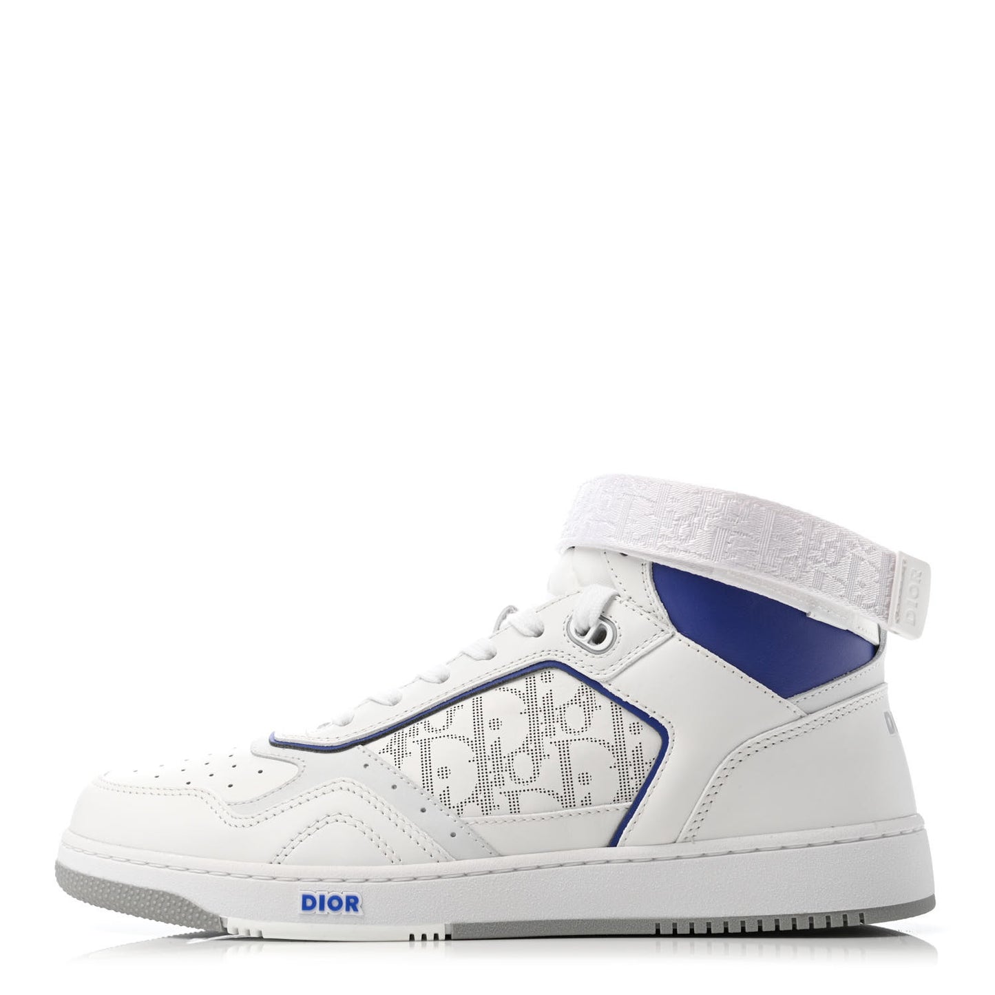 Smooth Calfskin Oblique Galaxy Perforated Mens B27 Mid Top Sneakers 43 White Blue