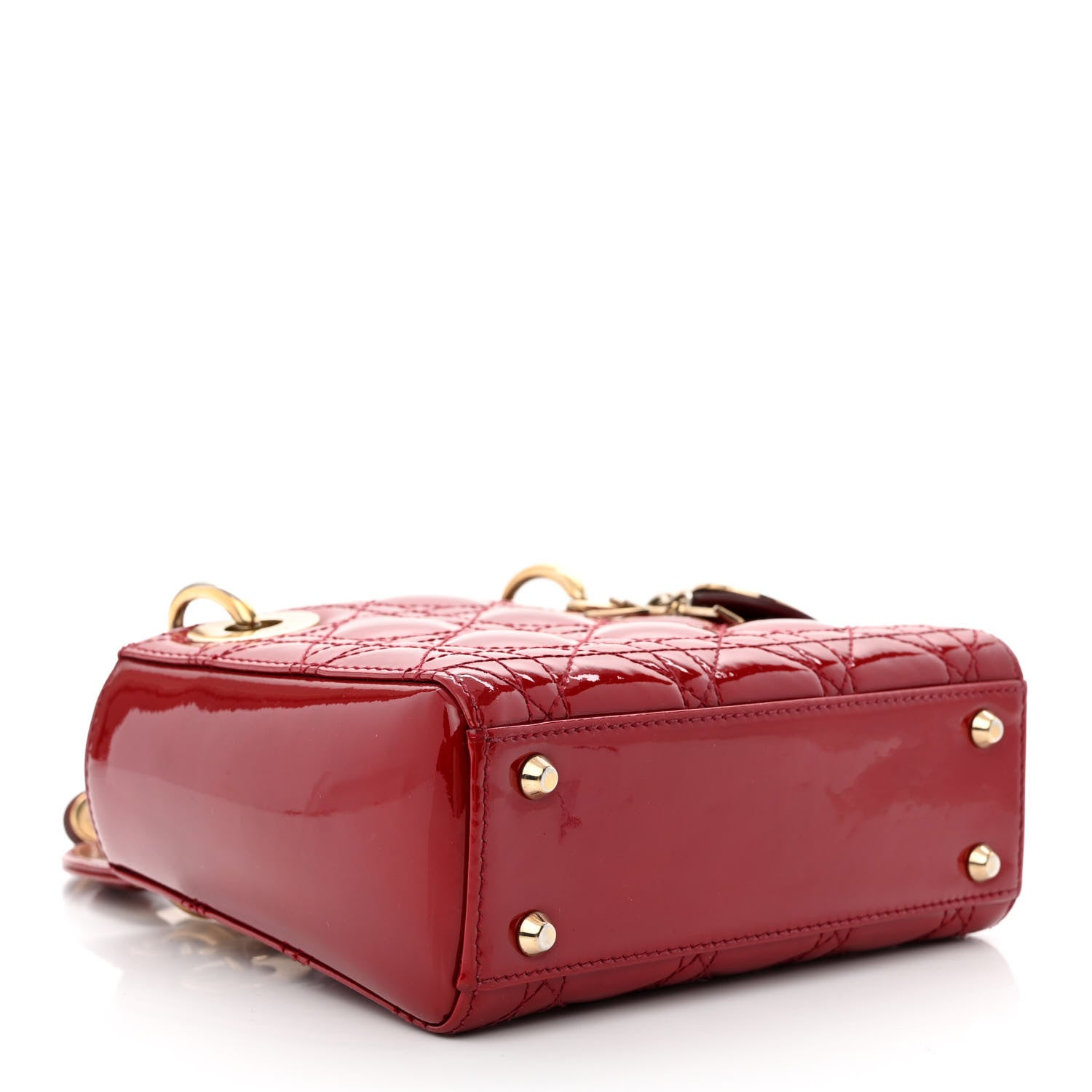 Christian Dior Patent Cannage Mini Lady Dior Red 4 of 14