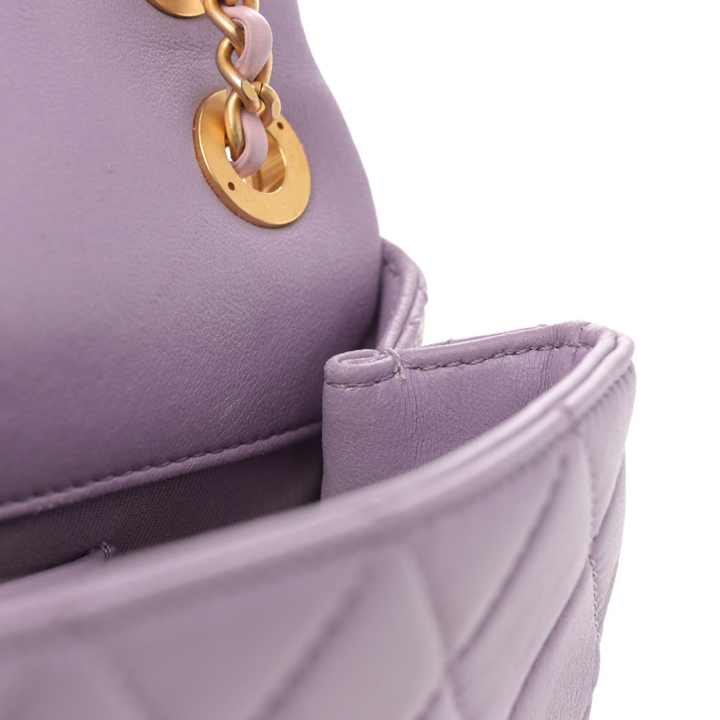Lambskin Quilted Braided CC Small Flap Lilac