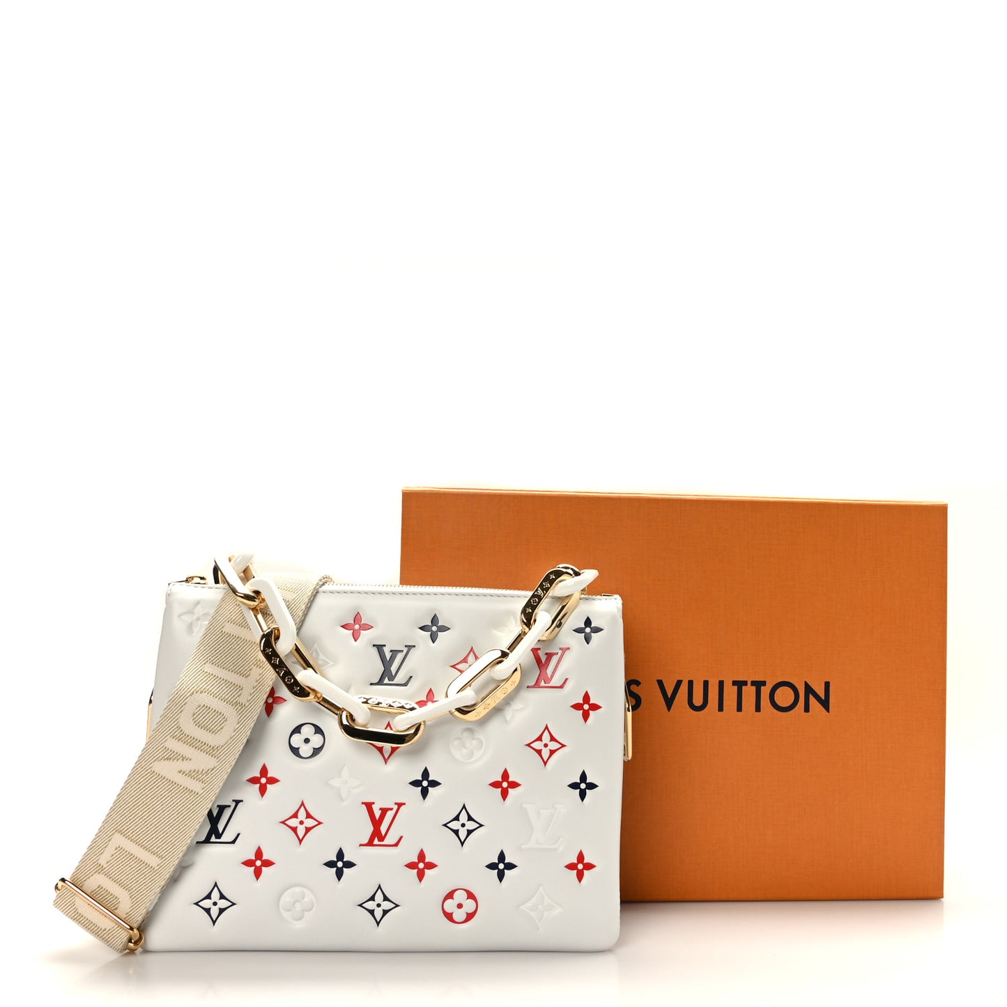 Lambskin Embossed Monogram LV H32 PM White