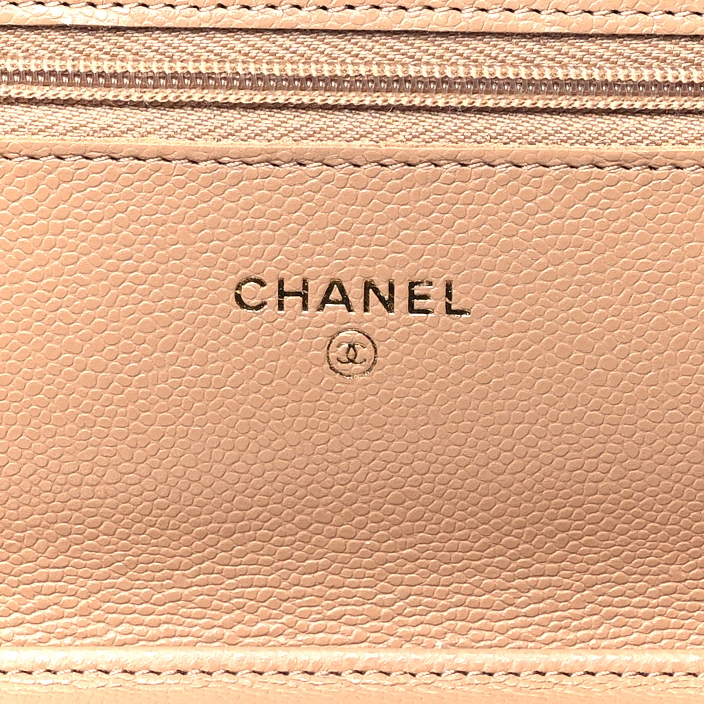 Caviar Quilted Wallet on Chain WOC Dark Beige