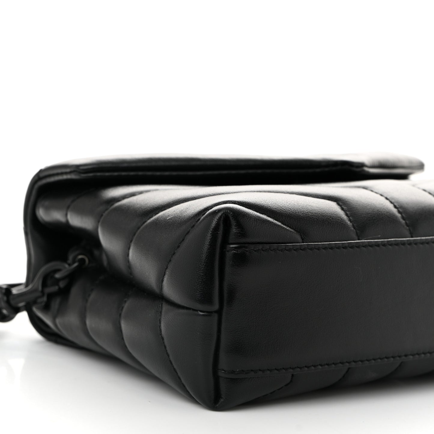 Calfskin Y Quilted Monogram Monochrome Toy Loulou Crossbody Bag Black