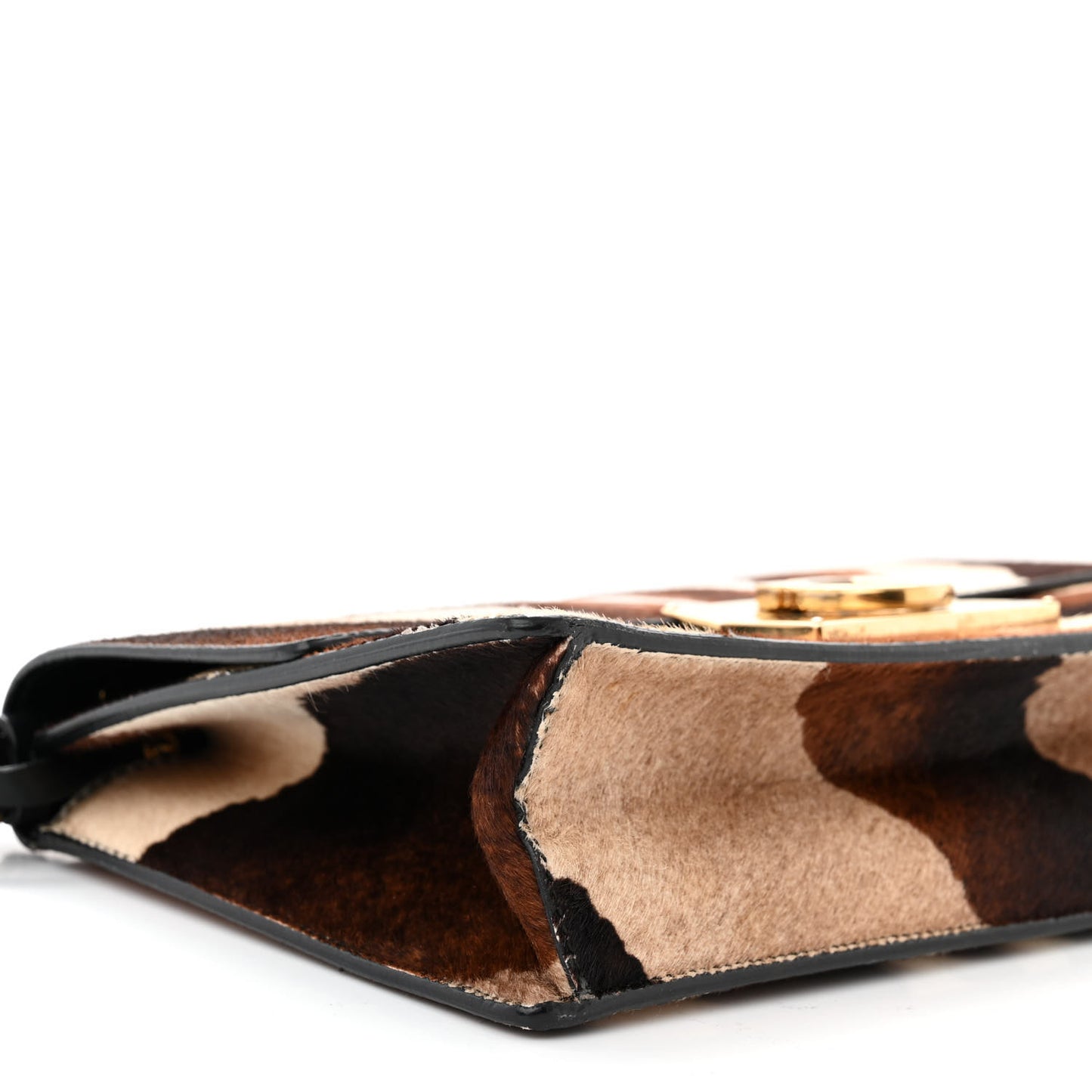 SALVATORE FERRAGAMO Calfskin Pony Hair Medium Aileen Bag Brown