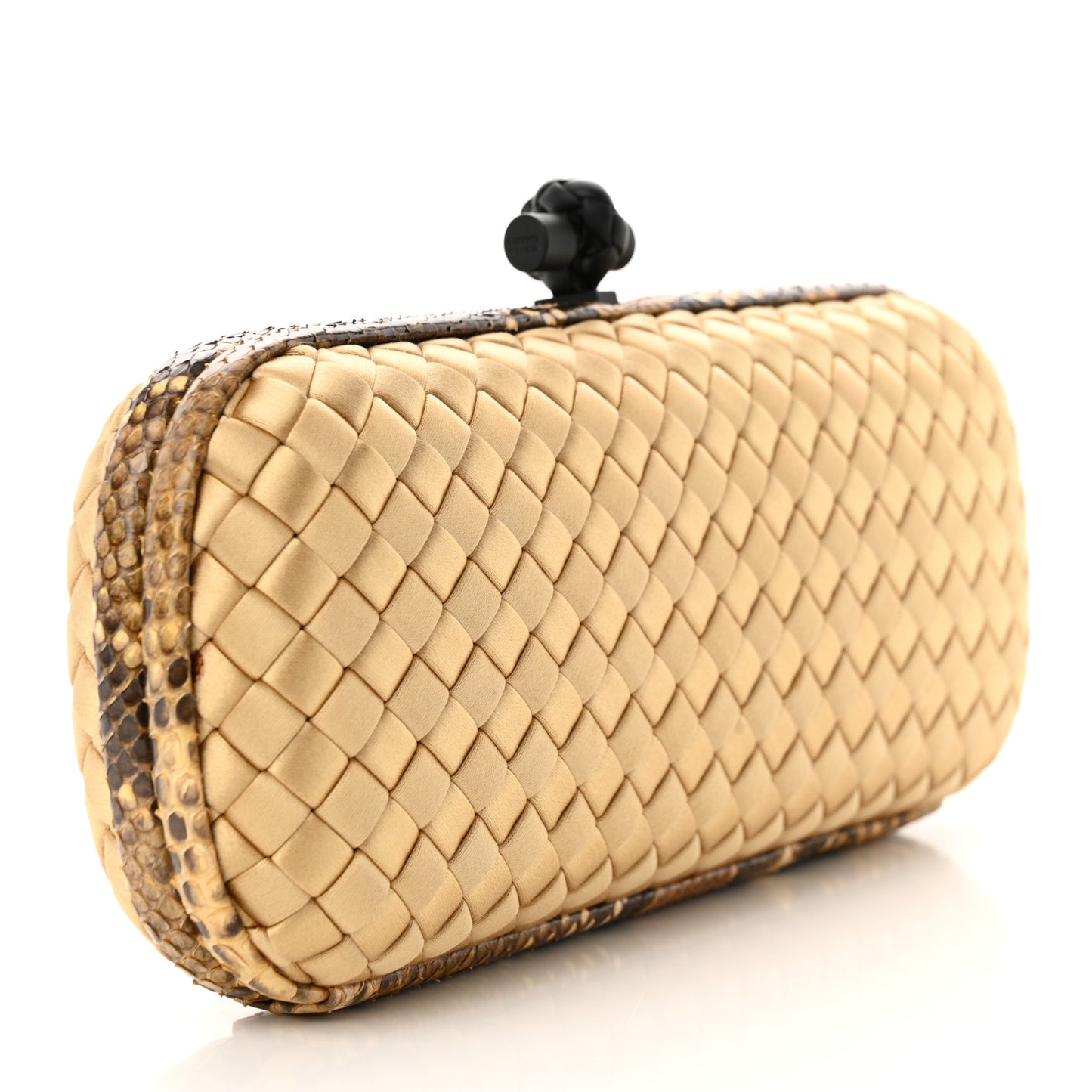 Satin Intreccio Impero Ayers Stretch Knot Clutch Camel