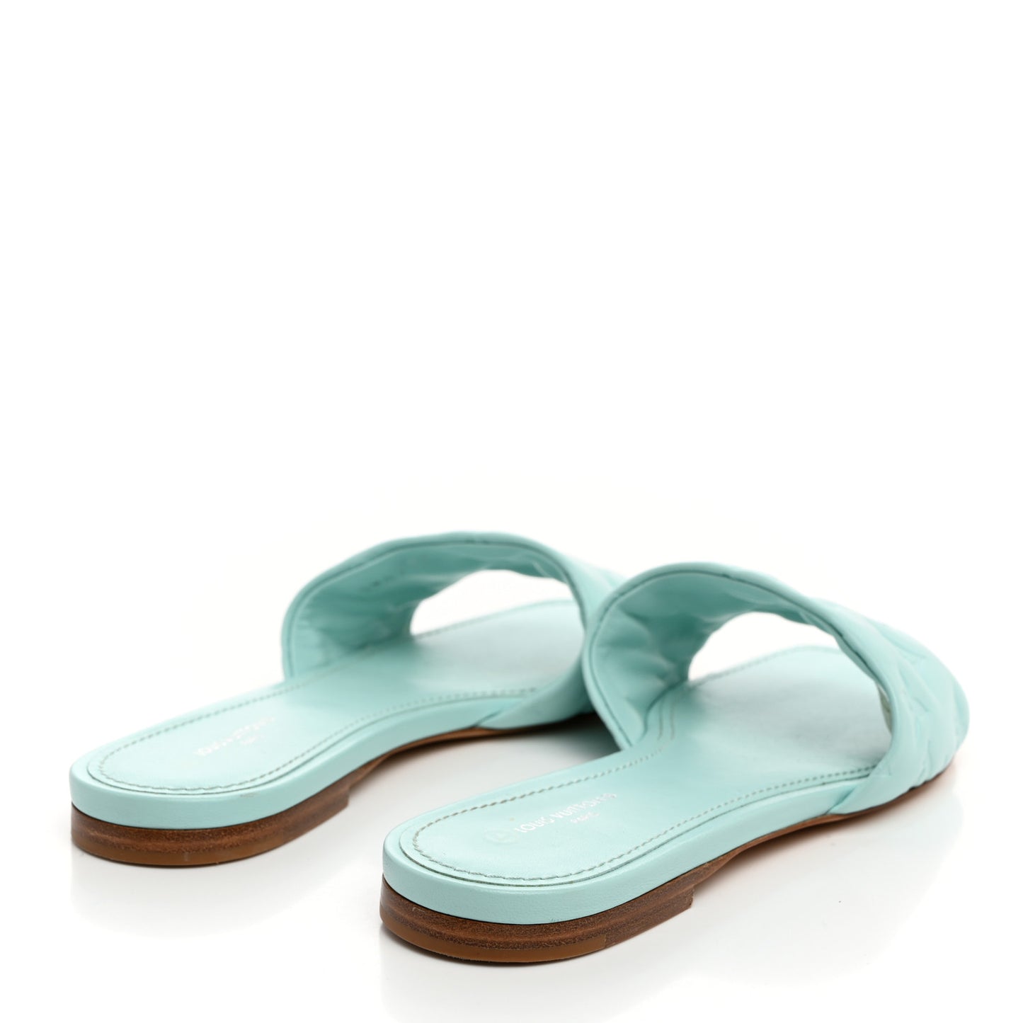 Lambskin Embossed Monogram Revival Flat Mules 37.5 Vert D'eau Green
