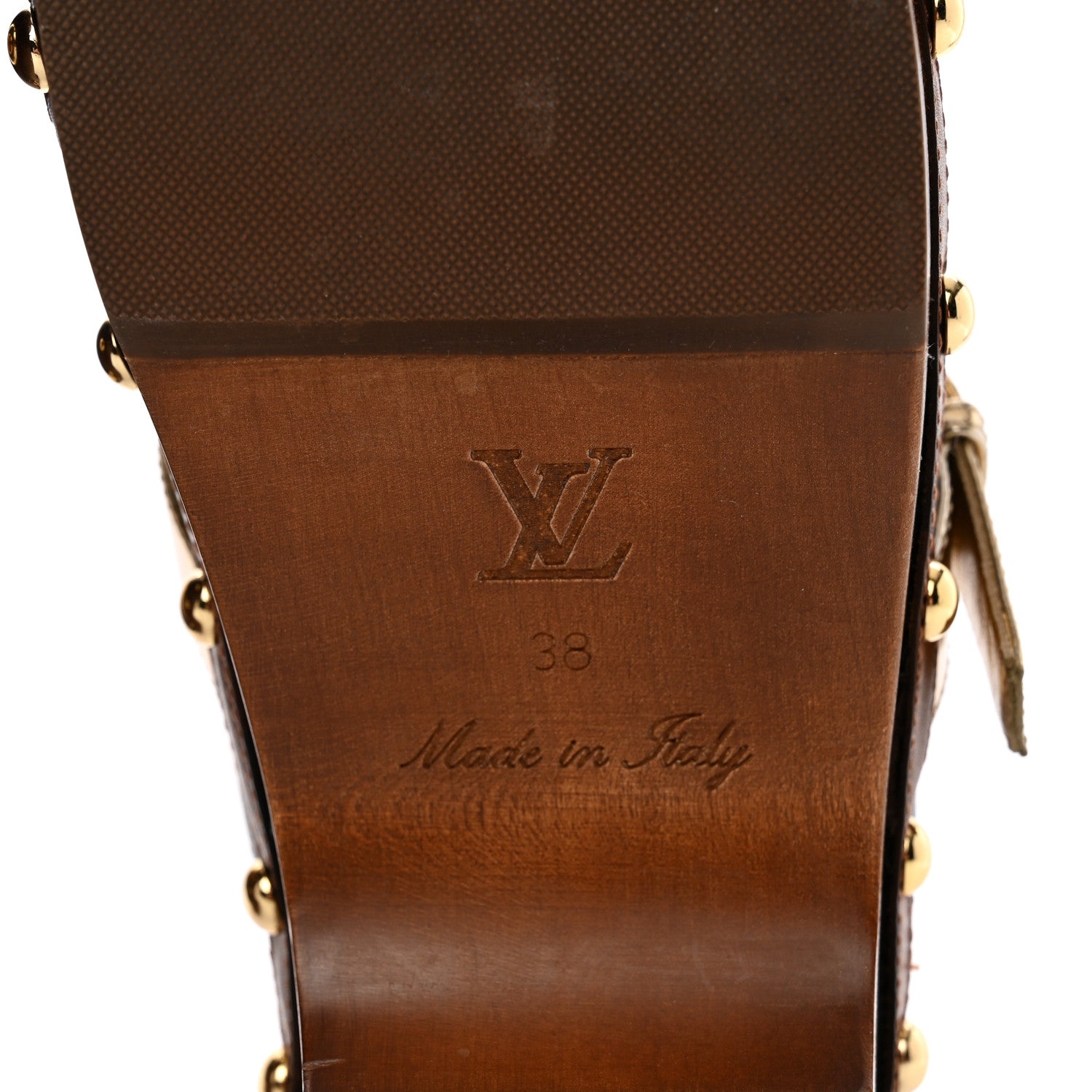 Louis Vuitton Monogram Metallic Calfskin Cottage Clog Mules 38 Brown Gold 6 of 18