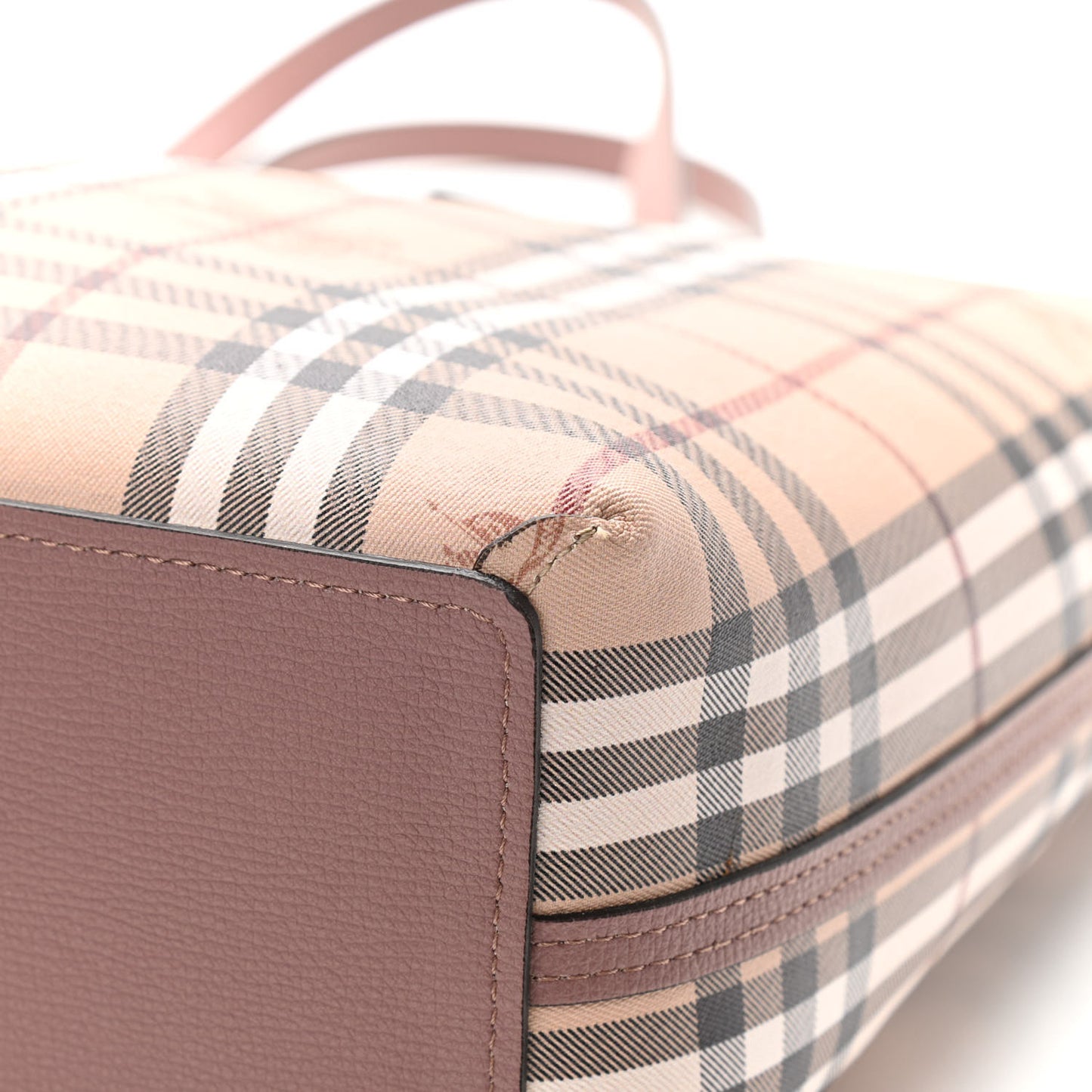 Grainy Calfskin Haymarket Check Medium Reversible Tote Light Elderberry