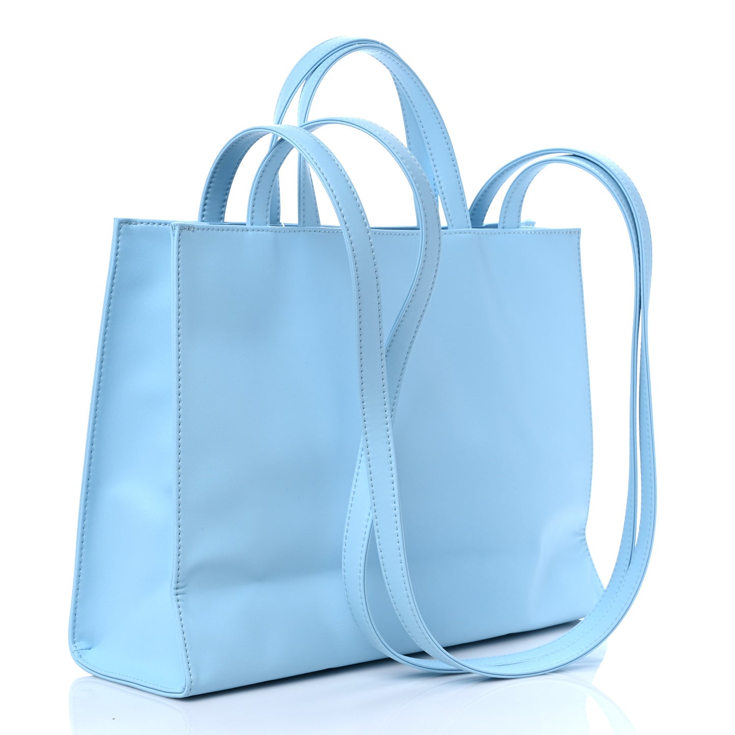 Vegan Leather Medium Shopping Bag Pool Blue