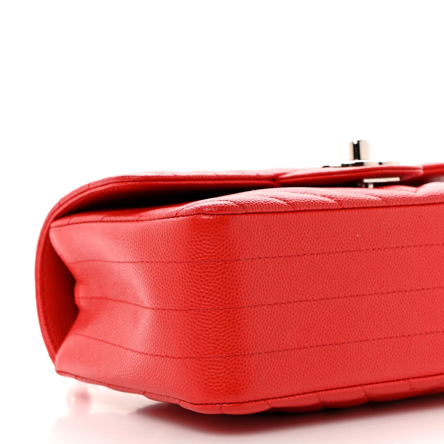 Caviar Chevron Quilted Mini Rectangular Flap Red