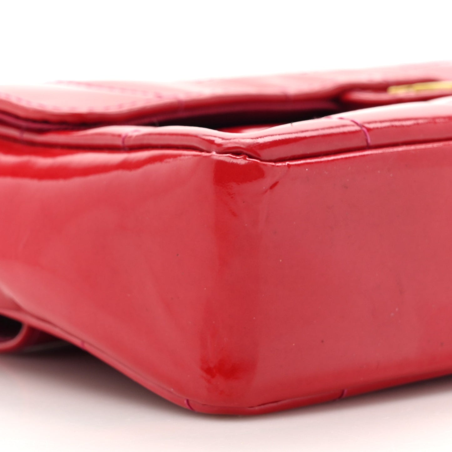Patent Square Quilted Extra Mini Convertible Flap Belt Bag Red
