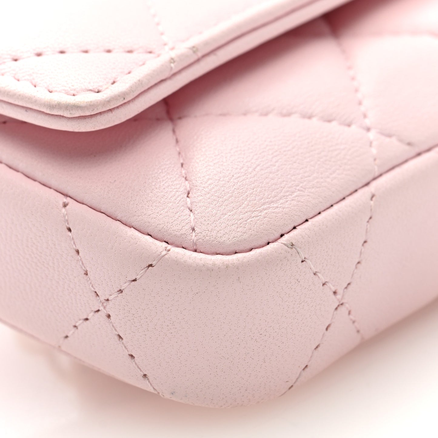 Lambskin Quilted Pearl Chain Belt Bag Light Pink