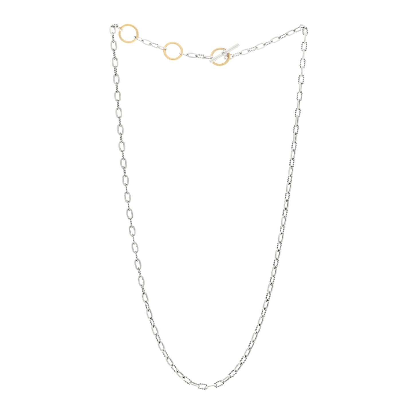 Sterling Silver 18K Yellow Gold Madison Three Ring Chain Necklace
