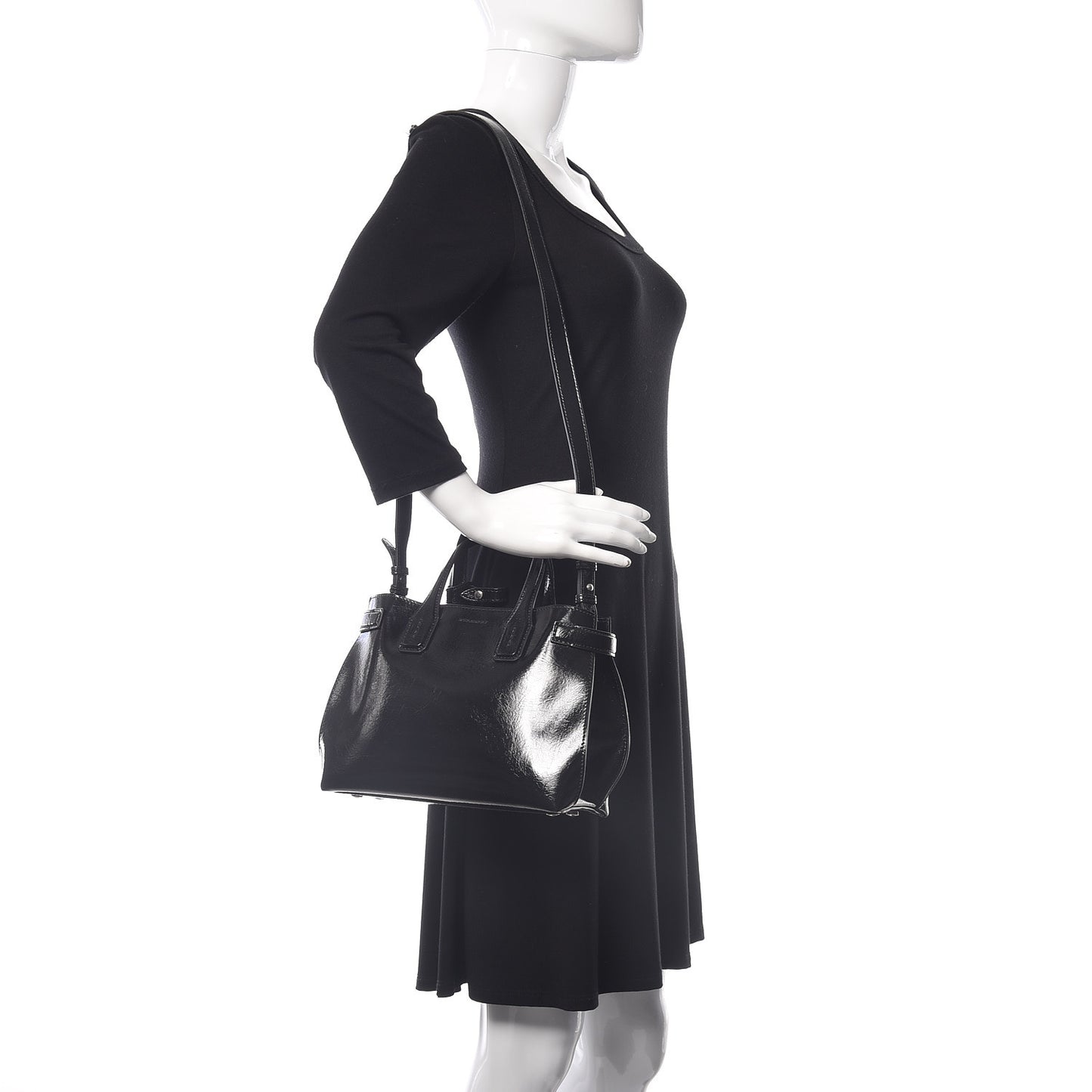 Soft Calfskin Small Banner Tote Black