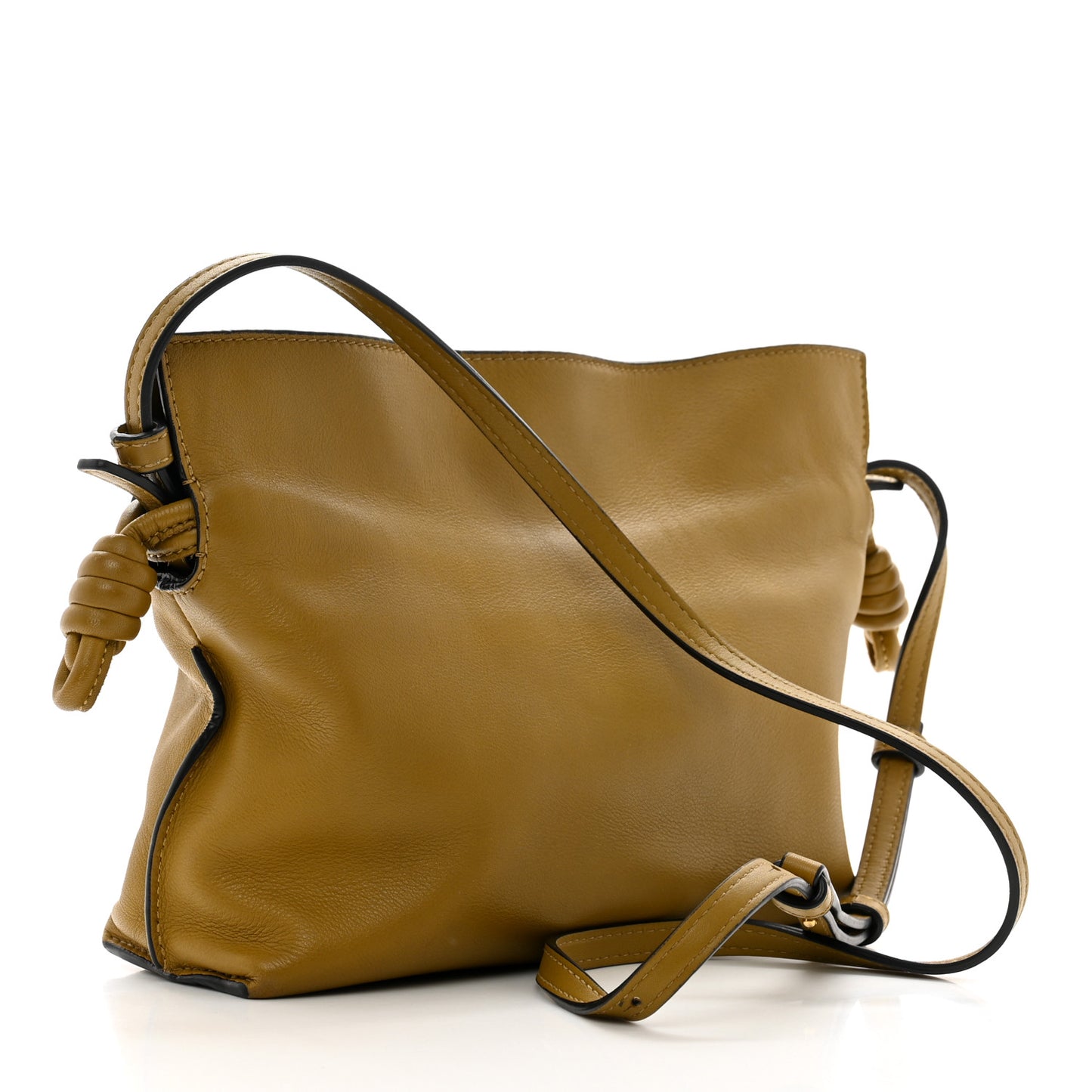 Calfskin Mini Flamenco Knot Clutch Ochre