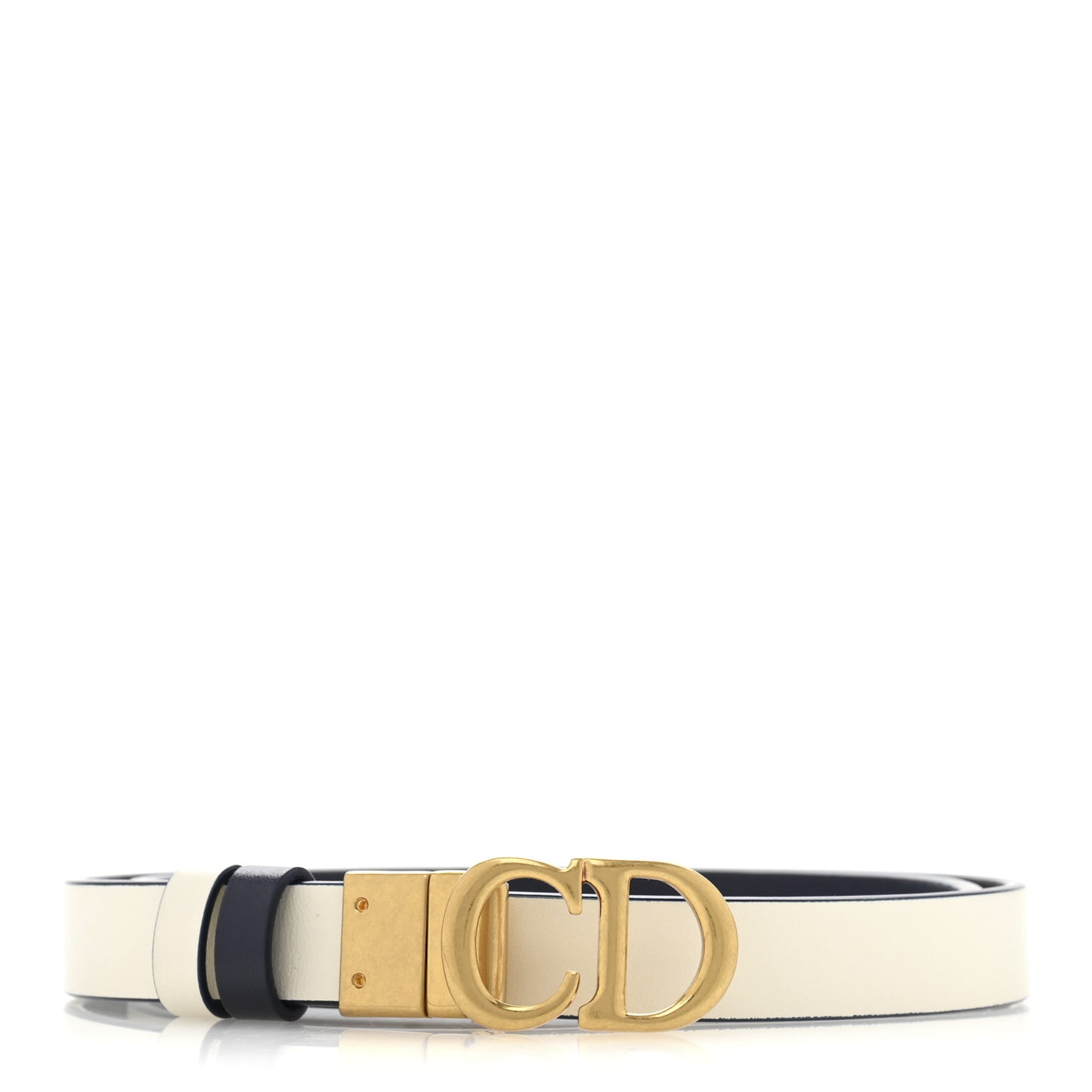 Calfskin Saddle Belt White Navy