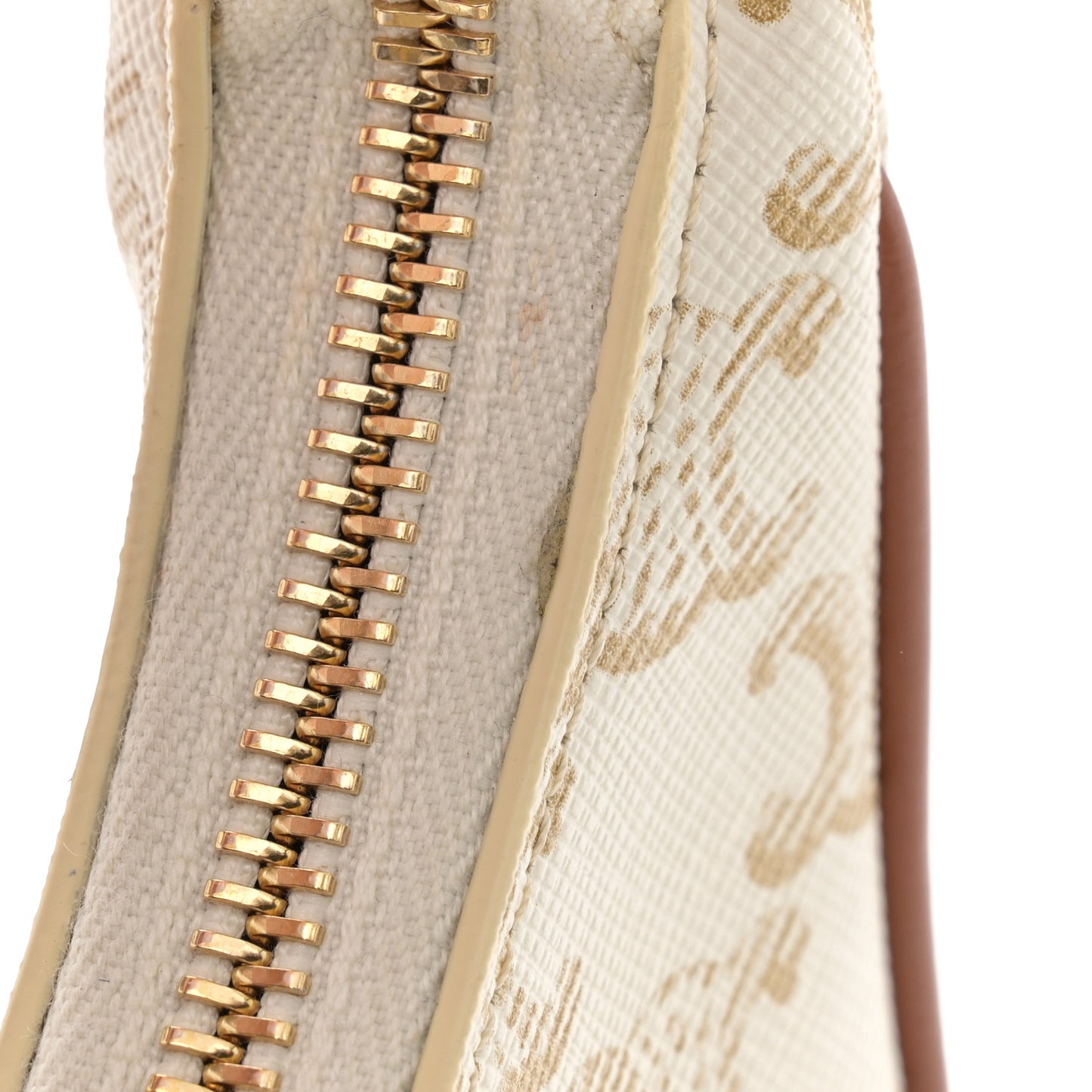 Canvas Calfskin Ava Triomphe Shoulder Bag White