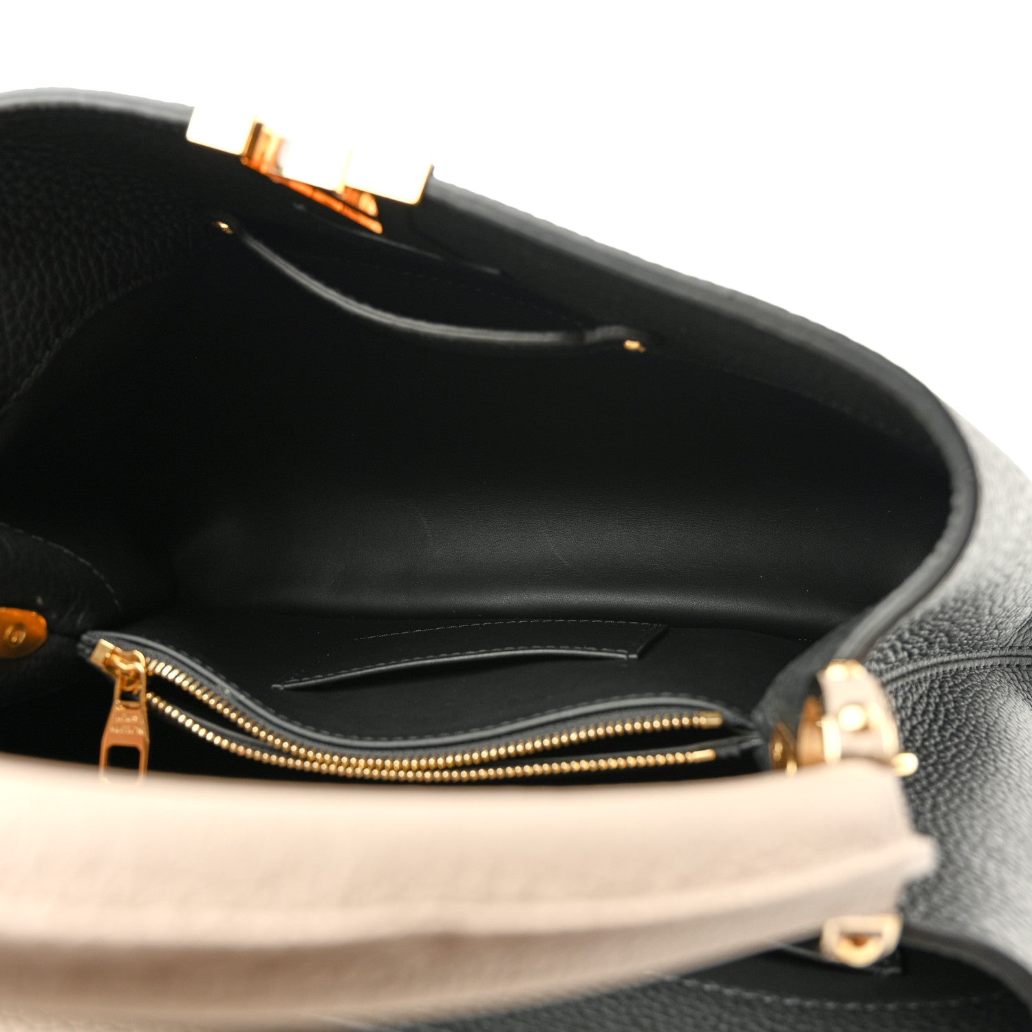 Louis Vuitton Taurillon Flower Chain Capucines MM Black Galet Gray Pearly Cream 6 of 11