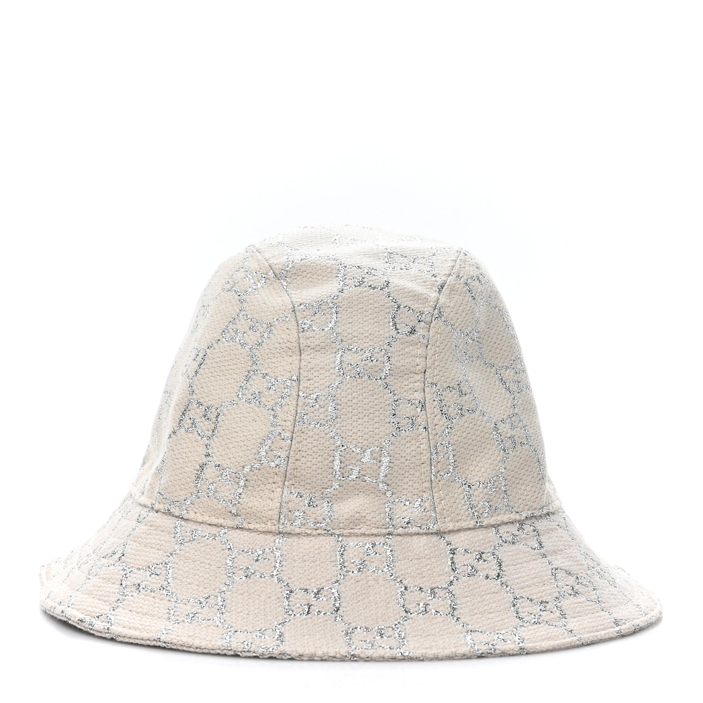 Canvas Lame GG Monogram Bucket Hat S Gardenia Silver
