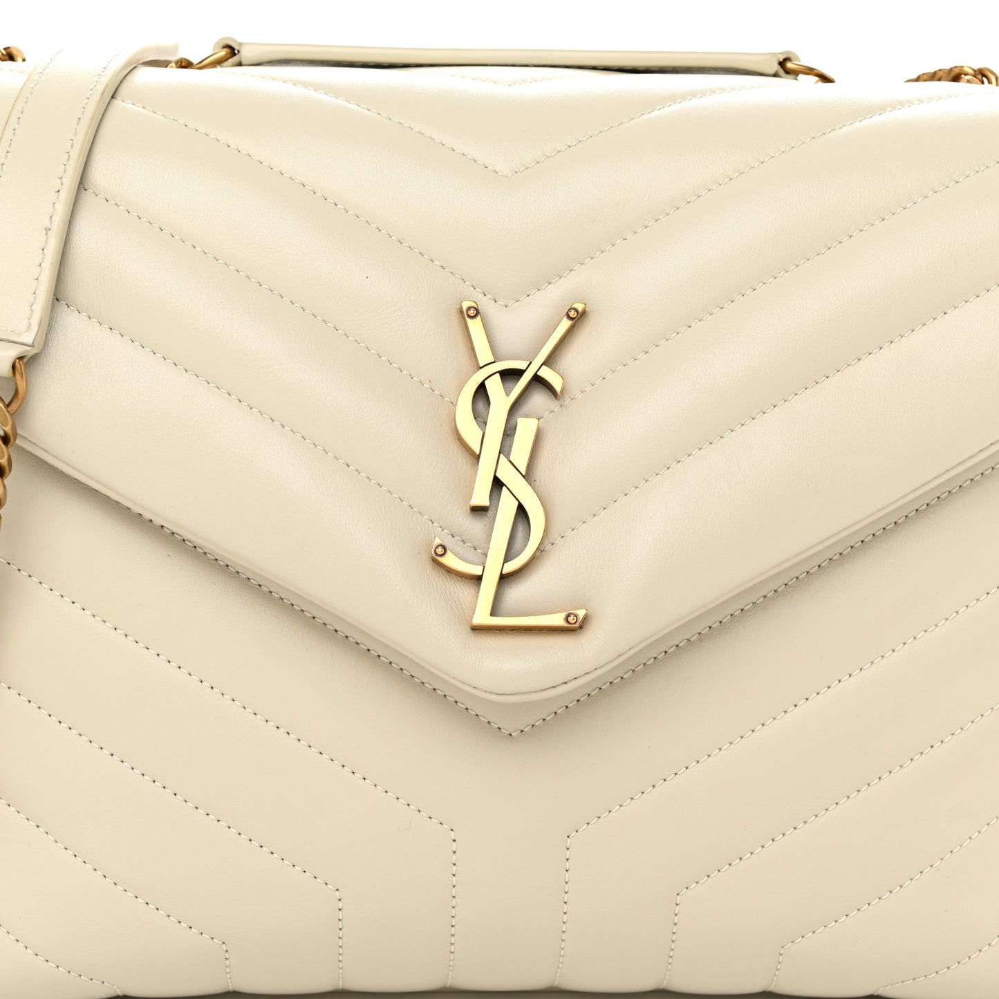 Calfskin Y Quilted Monogram Medium Loulou Chain Satchel Crema Soft