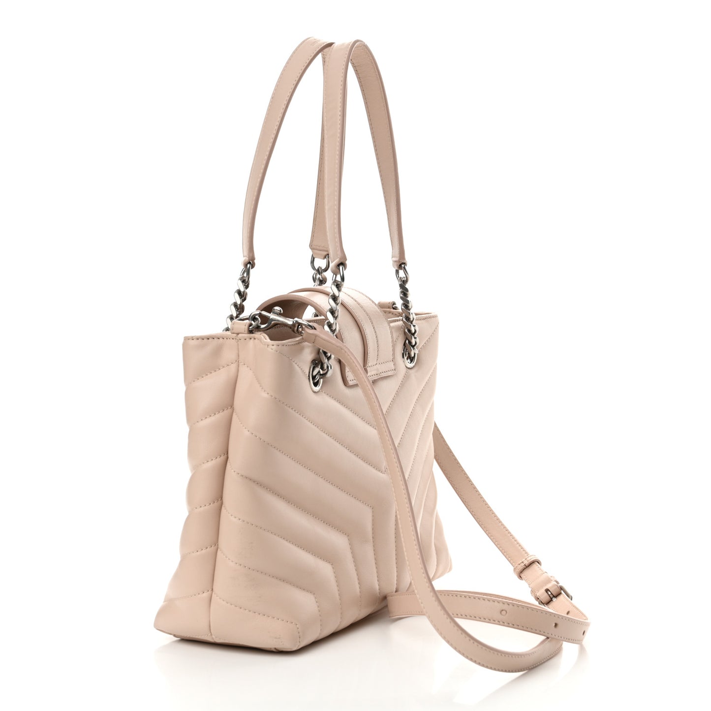 Calfskin Y Quilted Monogram Small Loulou Shopper Marble Pink
