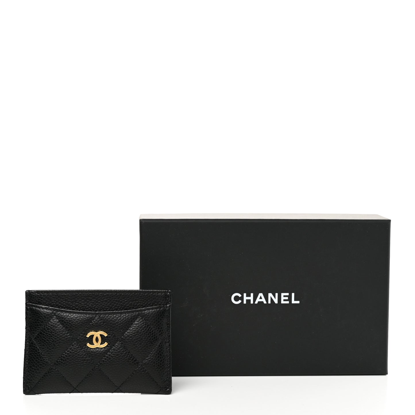 Caviar Quilted Card Holder Black