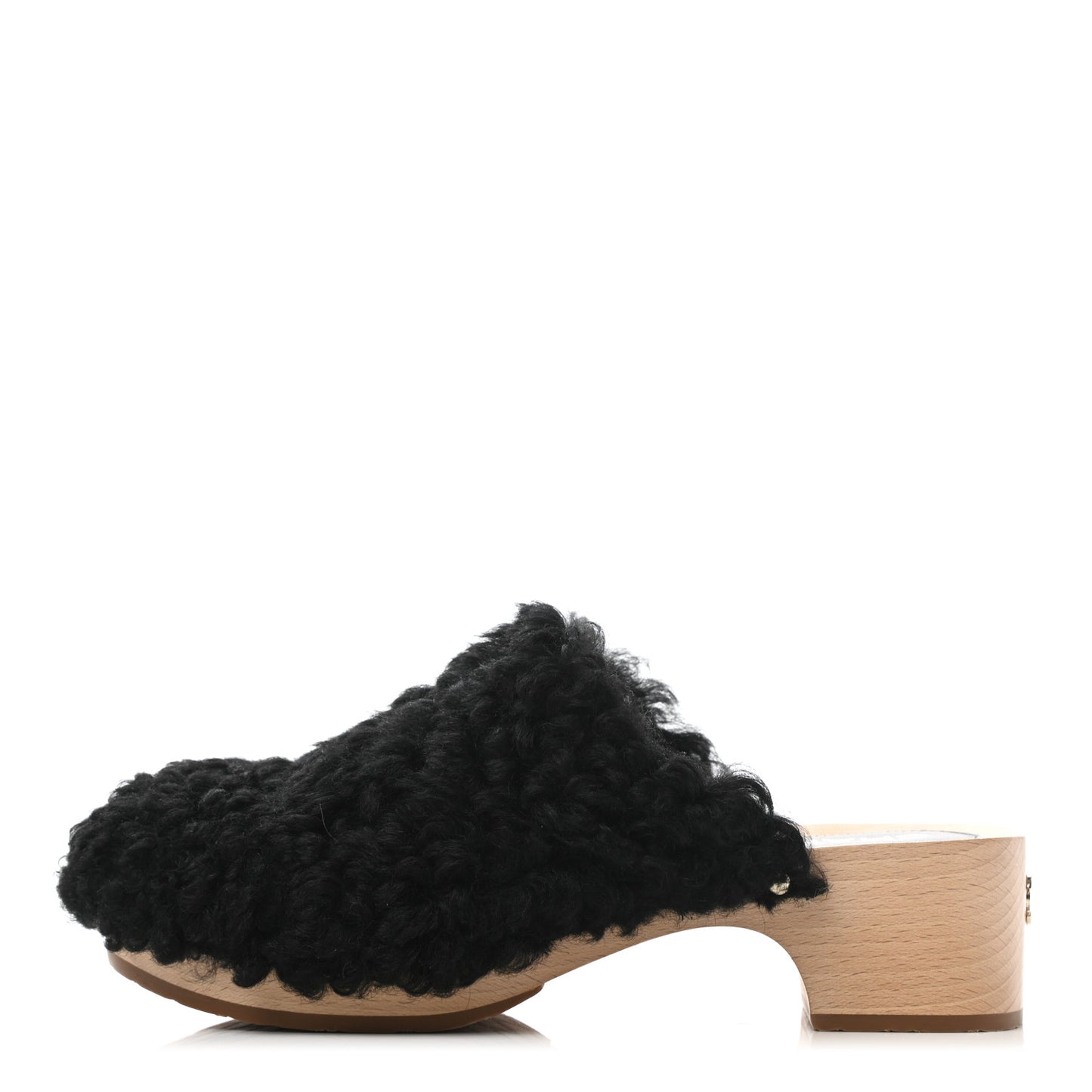 Shearling Lambskin Clogs 40 Black
