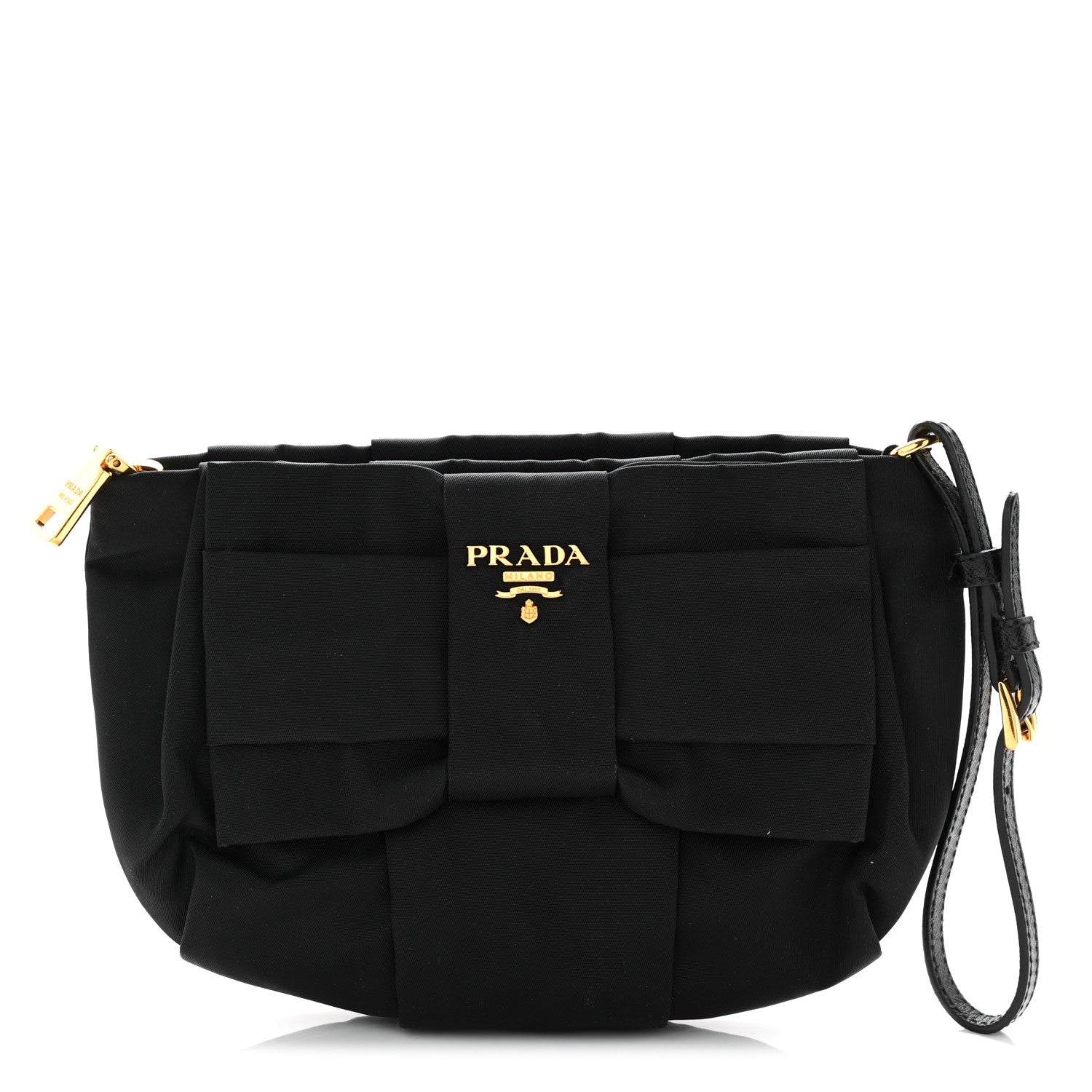Prada Tessuto Nylon Bow Wristlet Black 1818511 – FASHIONPHILE
