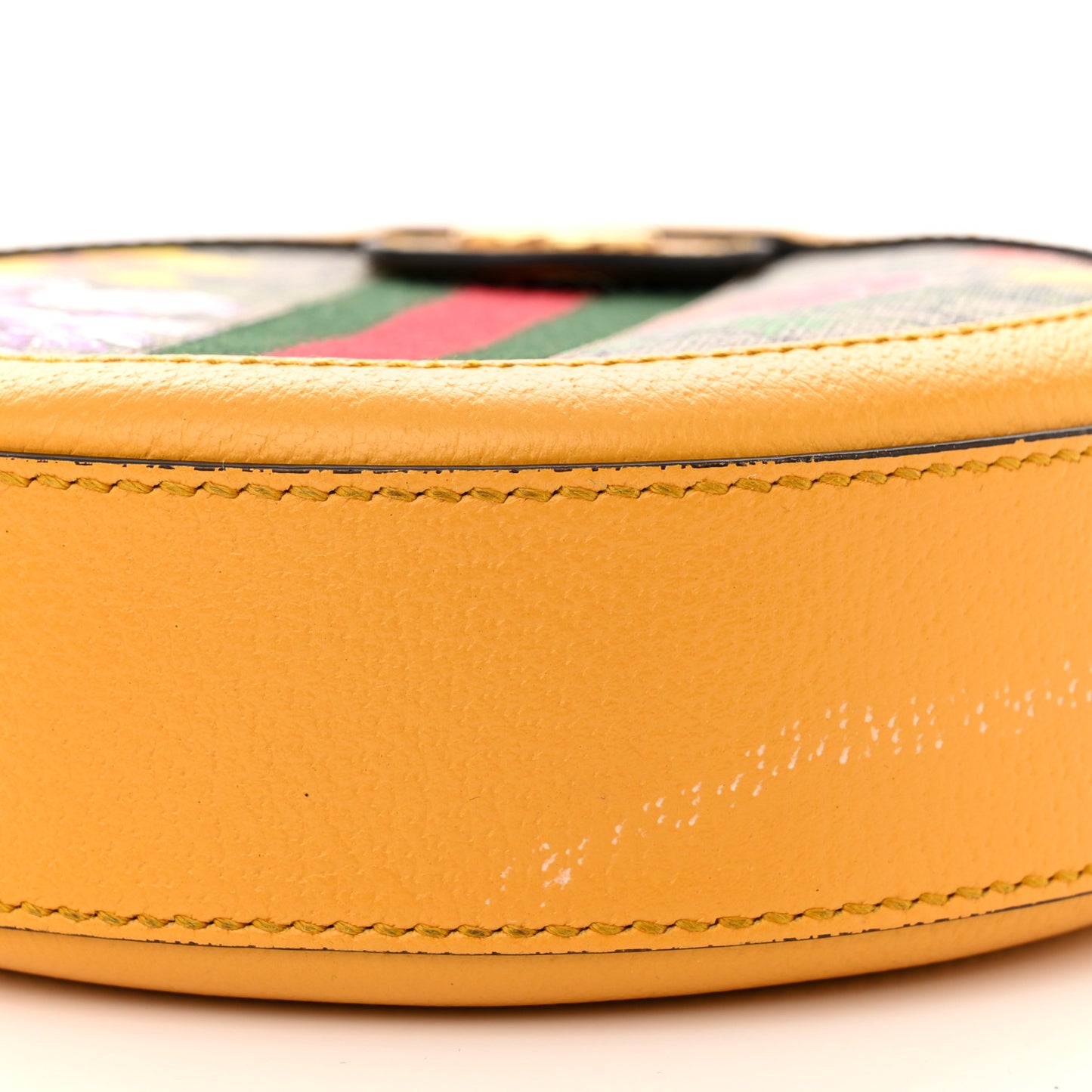 GG Supreme Monogram Flora Web Mini Ophidia Round Shoulder Bag Beige Multicolor Crop