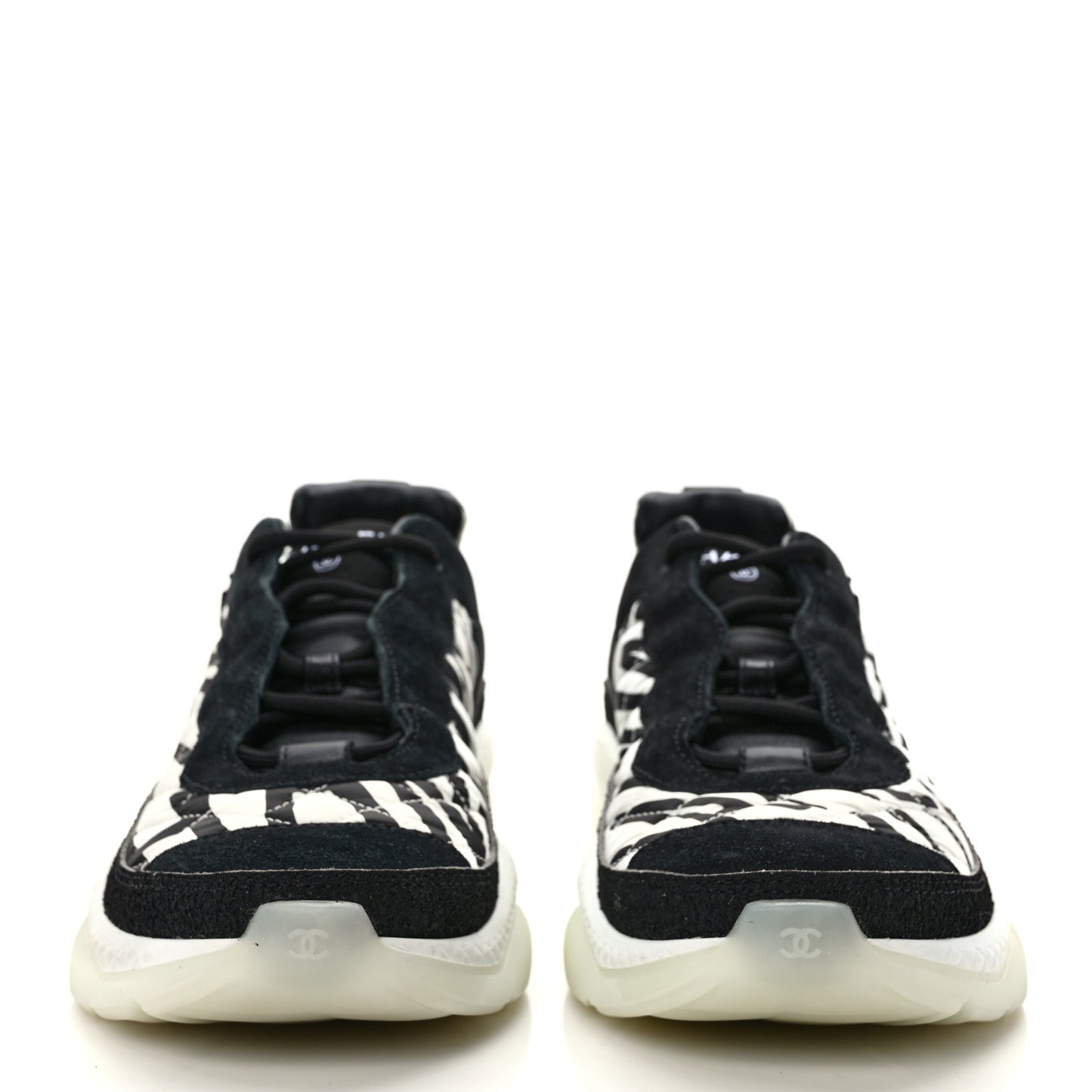 Nylon Suede Calfskin Printed Sneakers 42 White Black