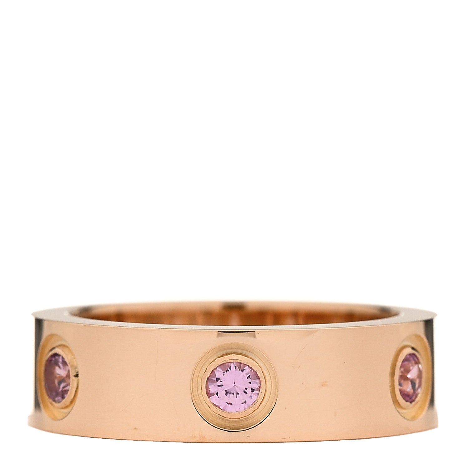 Cartier 18K Pink Gold 6 Pink Sapphire 5.5mm LOVE Ring 51 5.75 3 of 5