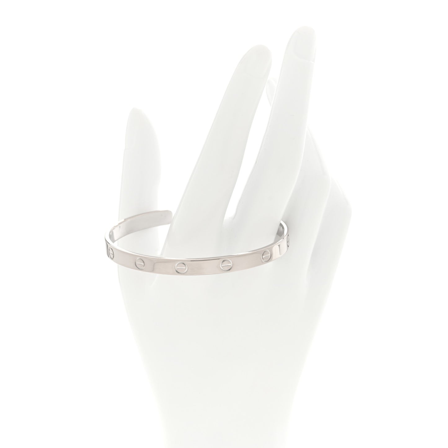18K White Gold LOVE Cuff Bracelet 19
