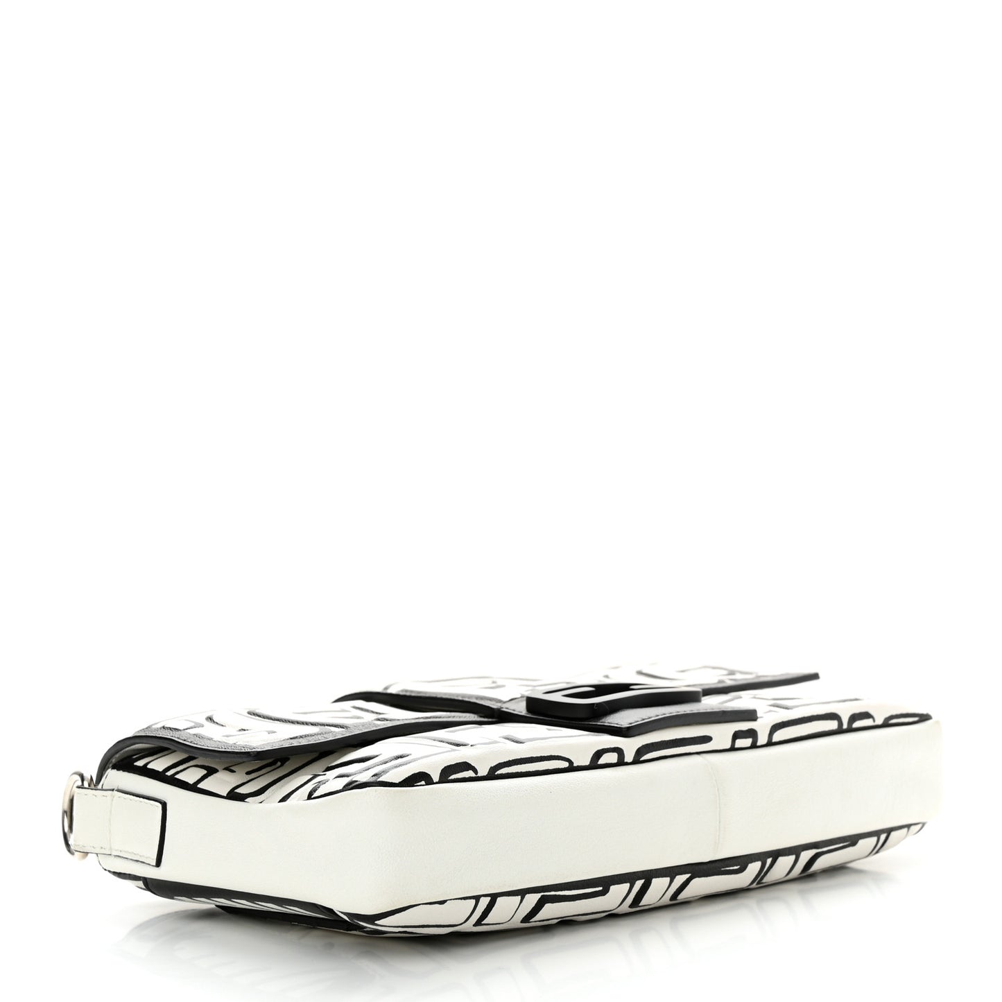 X JOSHUA VIDES Nappa FF Embossed Belt Baguette Bag White Black